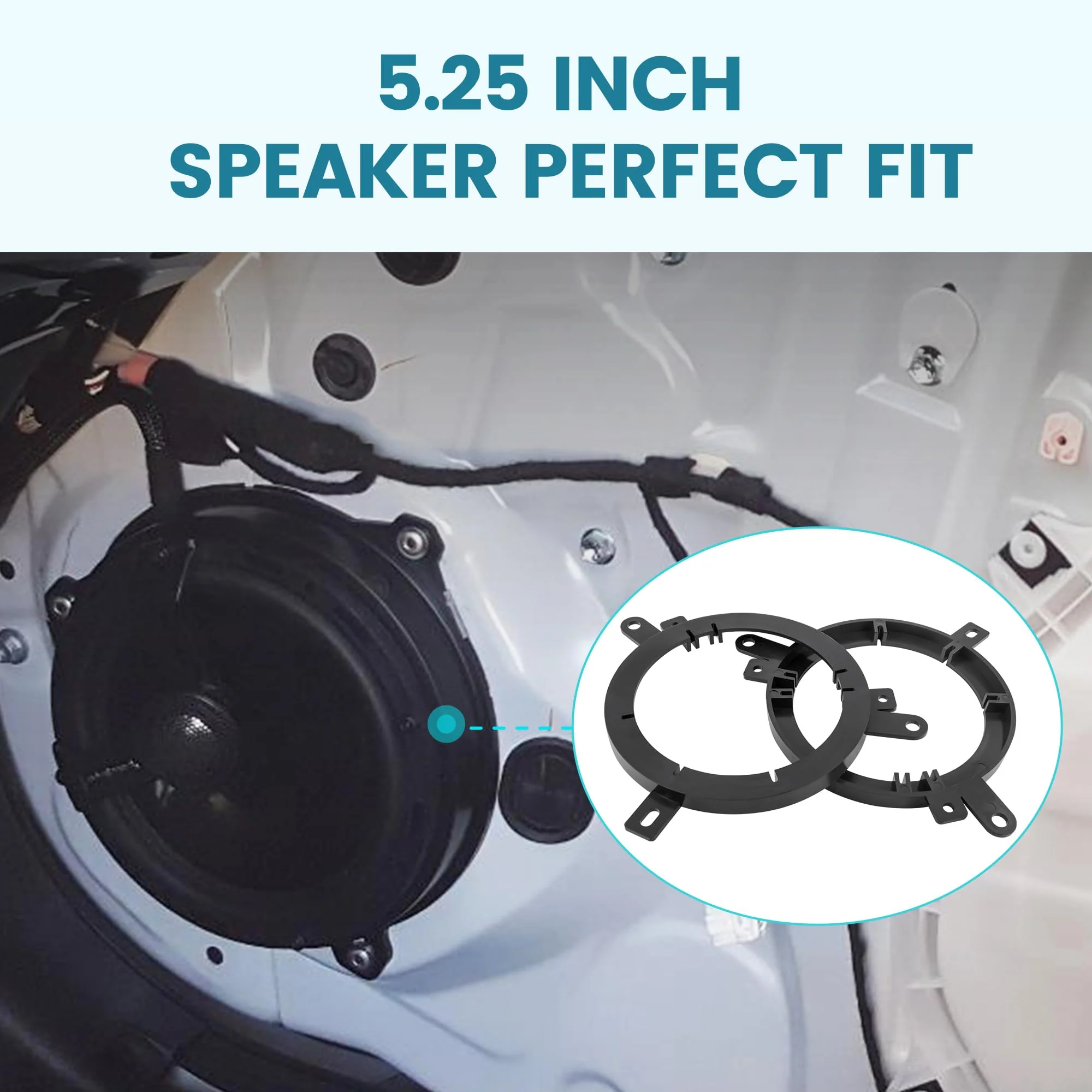 5.25"-6.5" Front Door Speaker Adapter Bracket for 1995-2016 Chrysler/Dodge/Jeep, 5 1/4 - 6 1/2 Inch Aftermarket Speaker Ring Adapter Solid Plastic, 2PCS - Image 6