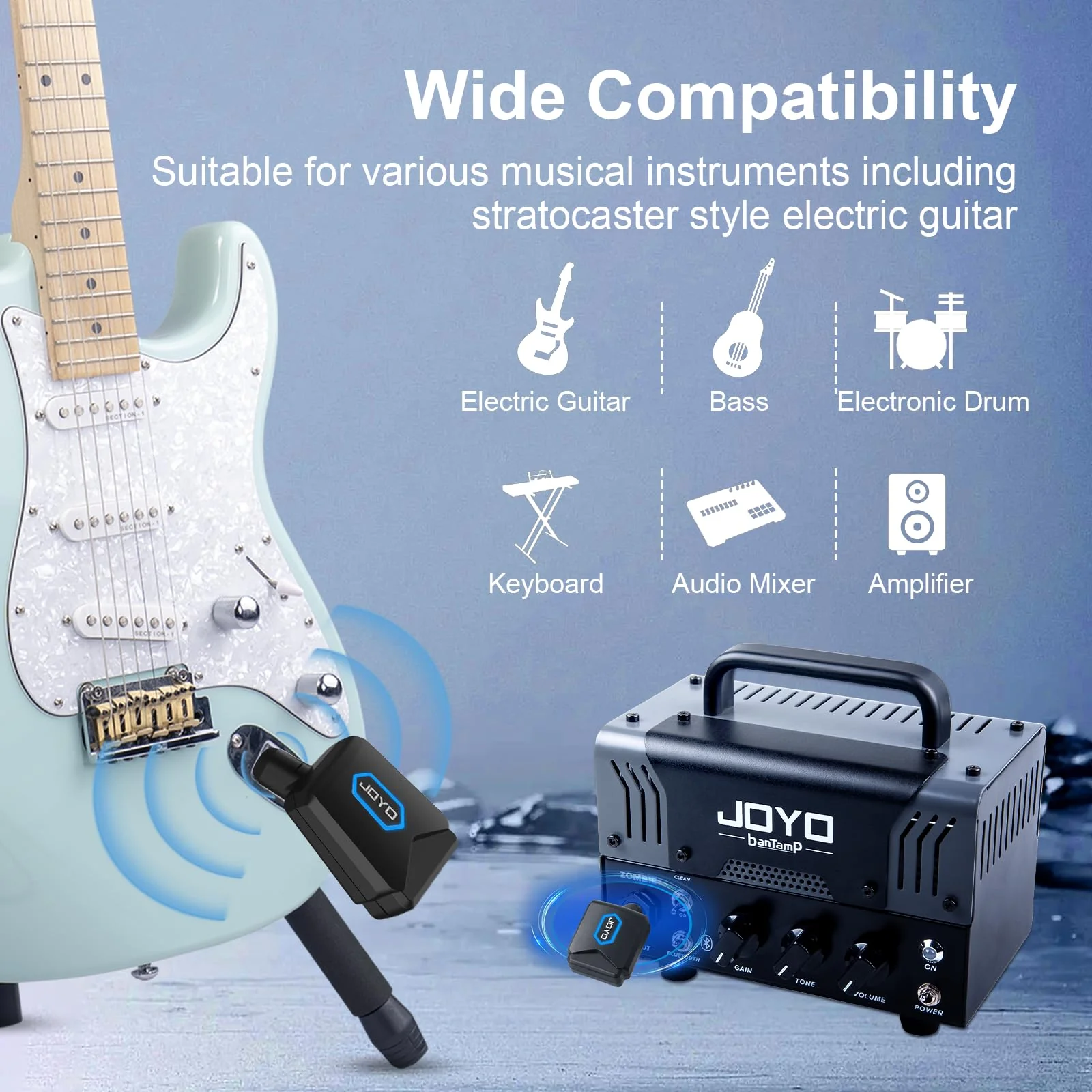 5.8Ghz Wireless Guitar Transmitter Receiver Guitar System with Charging Box for Electric Guitar Bass 4 Audio Channels (JW-06) - Image 3