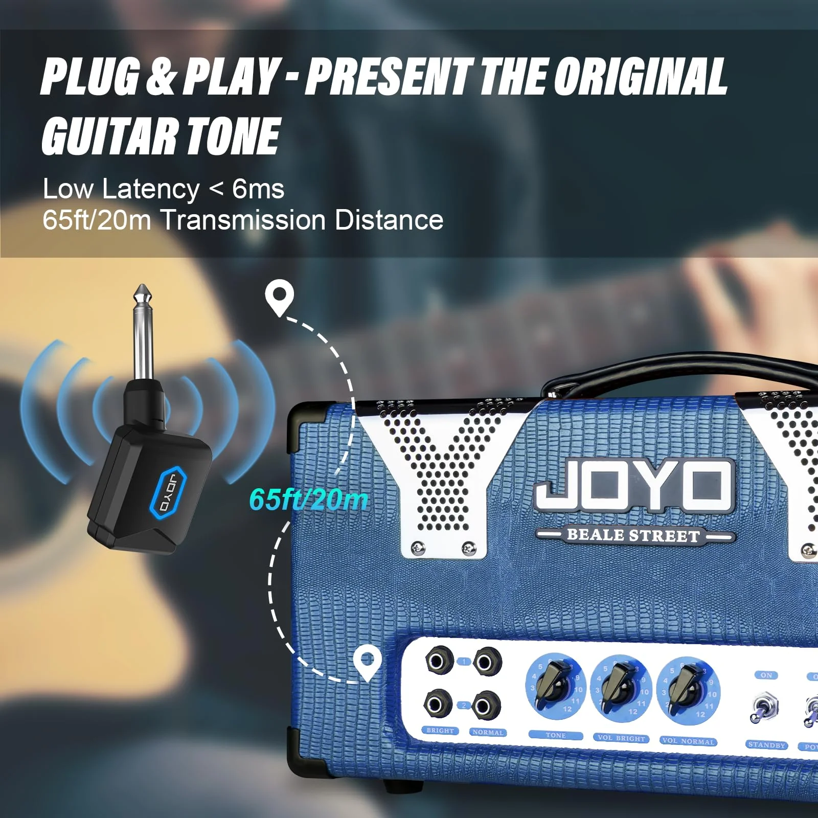 5.8Ghz Wireless Guitar Transmitter Receiver Guitar System with Charging Box for Electric Guitar Bass 4 Audio Channels (JW-06) - Image 6