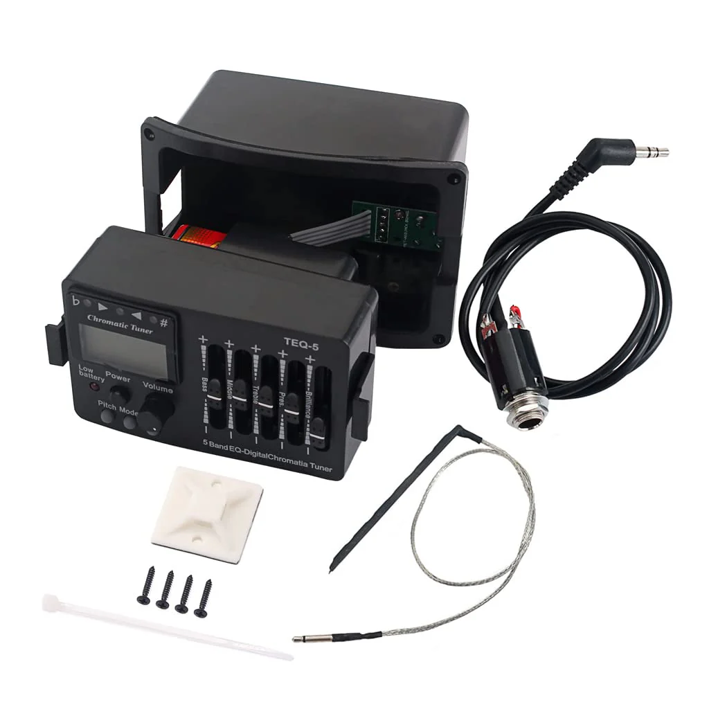 5 Band Acoustic Guitar Preamp EQ Equalizer Pickup Acoustic Guitar Amplifier Digital Chromatia Tuner Piezo Pickup for Acoustic Guitar Accessory TEQ5 - Image 4