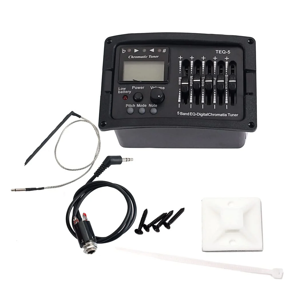 5 Band Acoustic Guitar Preamp EQ Equalizer Pickup Acoustic Guitar Amplifier Digital Chromatia Tuner Piezo Pickup for Acoustic Guitar Accessory TEQ5 - Image 5