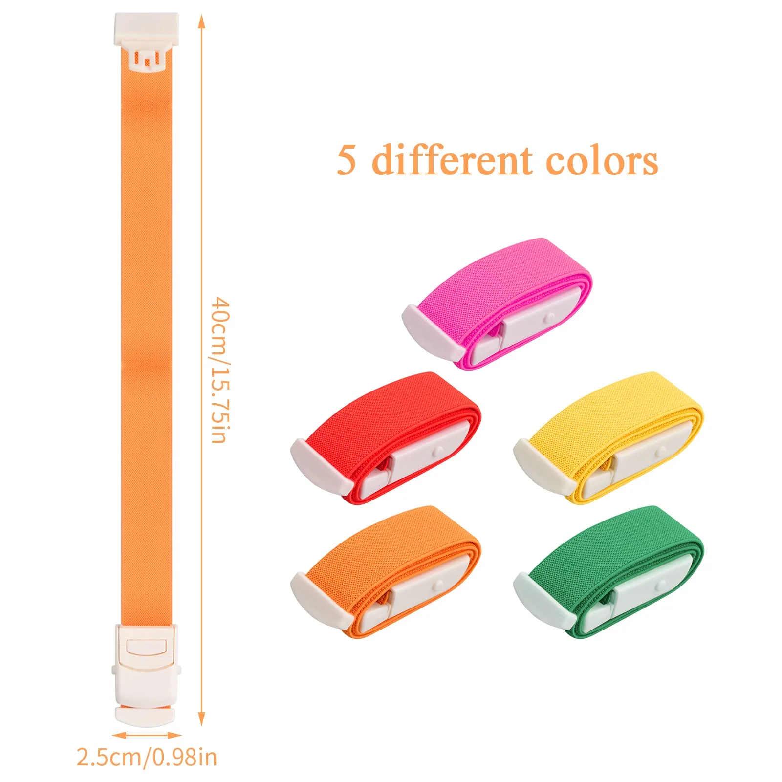 5 Colours Medical Nurse Tourniquet, Professional Storage Tube, Blood Drawing, Adjustable Tourniquet Buckle, Tourniquet Bands with Buckle, Vein Congestion for Vein Blood Removal Trauma First Aid - Image 2