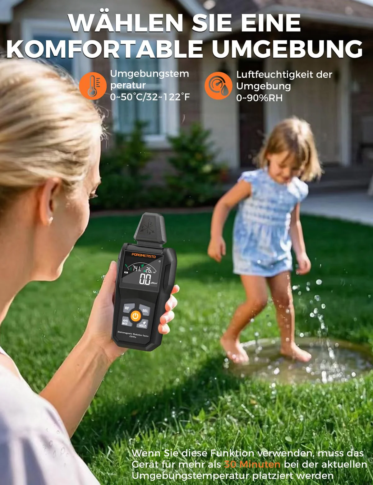 5-in-1 EMF Meter ET01PRO, Simultaneous Display of EF/MF/RF/TEM/HUM, Electrosmog Meter with Maximum, Minimum Value Display and Data Storage, Suitable for Office, Home and Ghost Hunting - Image 5