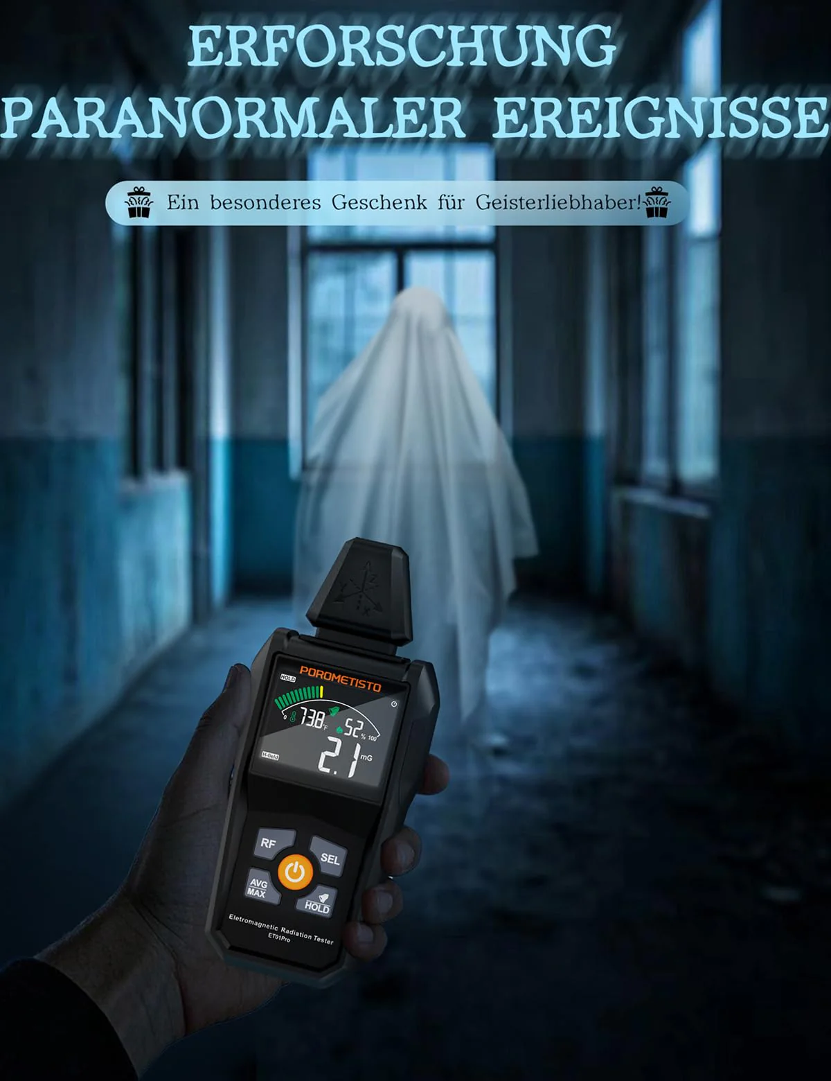 5-in-1 EMF Meter ET01PRO, Simultaneous Display of EF/MF/RF/TEM/HUM, Electrosmog Meter with Maximum, Minimum Value Display and Data Storage, Suitable for Office, Home and Ghost Hunting - Image 7