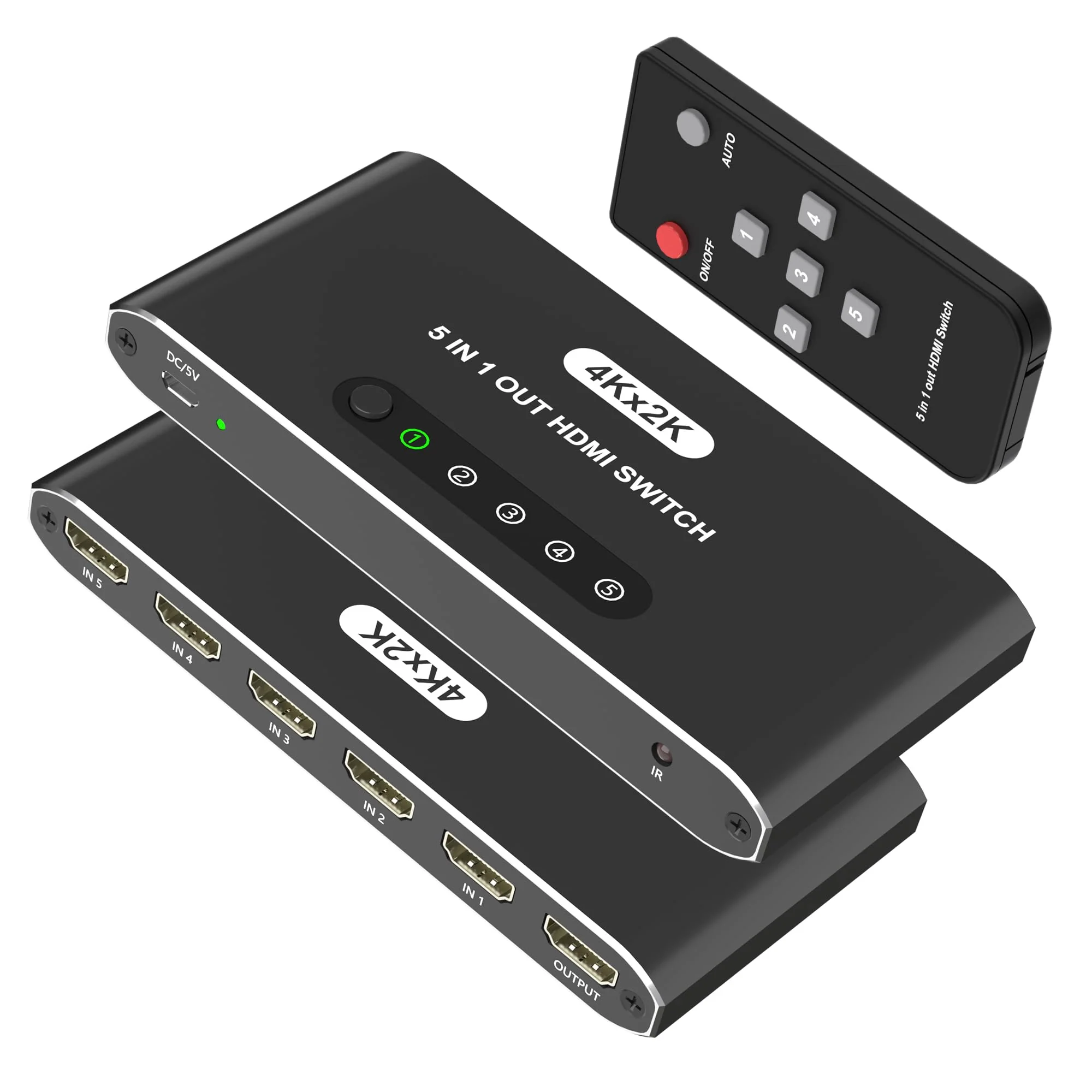 5 in 1 HDMI Switch with Remote 4K, 5 Port HDMI Switcher, HDMI Selector Splitter Box with LED Indicators, Game Switcher Hub with USB Powered for PS5 Xbox Fire Stick Roku TV Monitor - Image 8