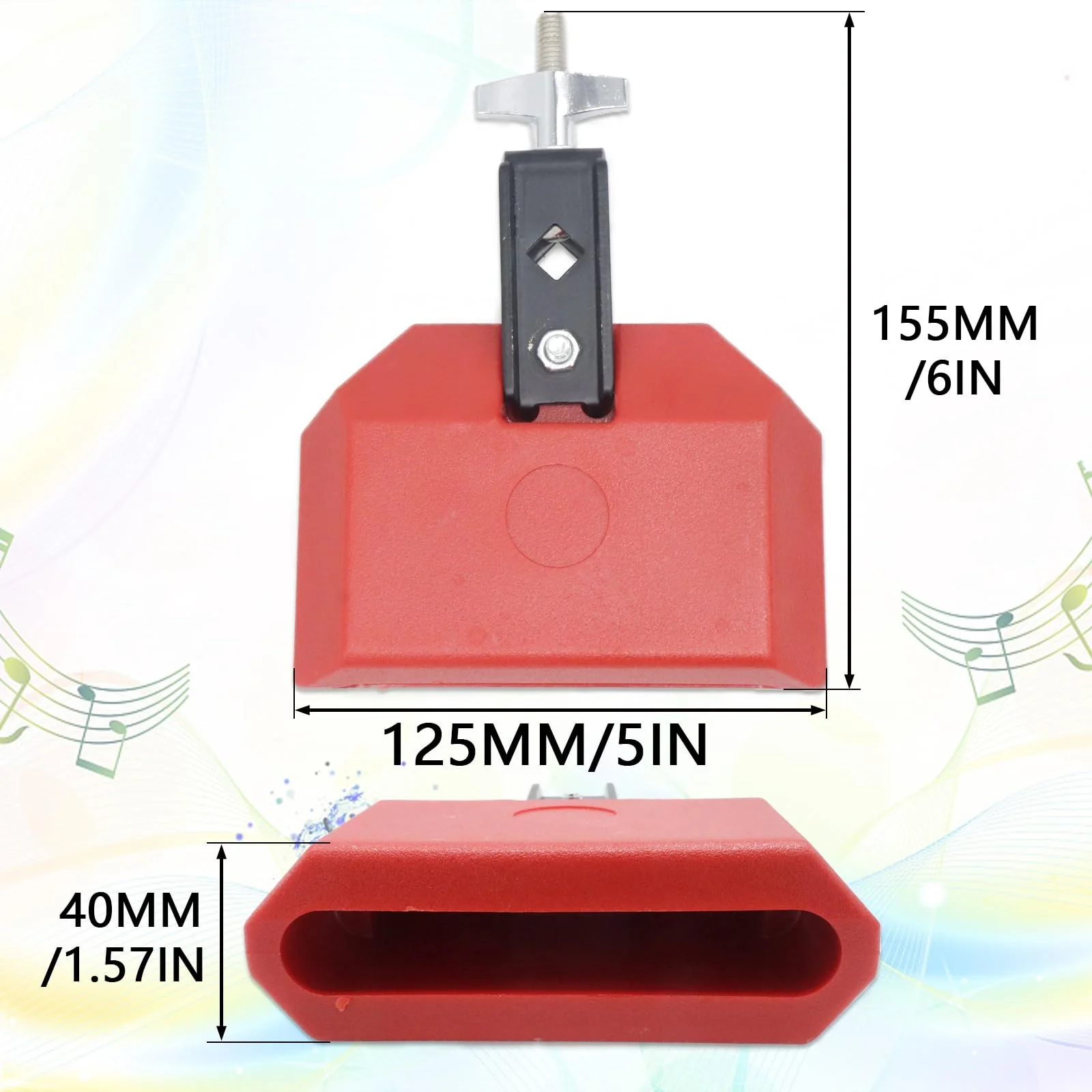 5" Jam Block, Red Plastic Musical Percussion Blocks, Adjustable Mounting Bracket, Latin Drum Instrument Compatible for Various Music Genres, Enhancing The Rhythm of Musical Performance - Image 3