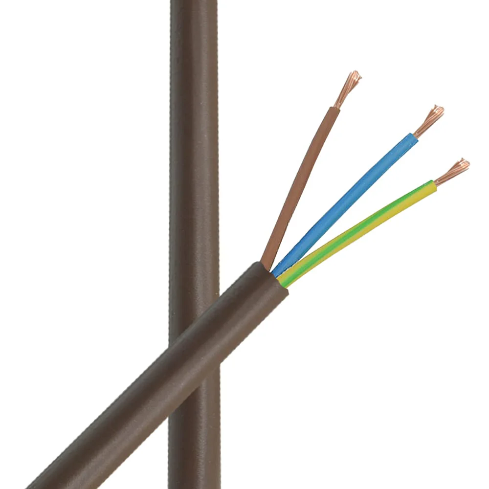 5 m Brown H03VV-F 3 x 0.75 mm² PVC Insulated Hose Cable 3G Light Cable Lamp Cable Power Cable 5 Meter