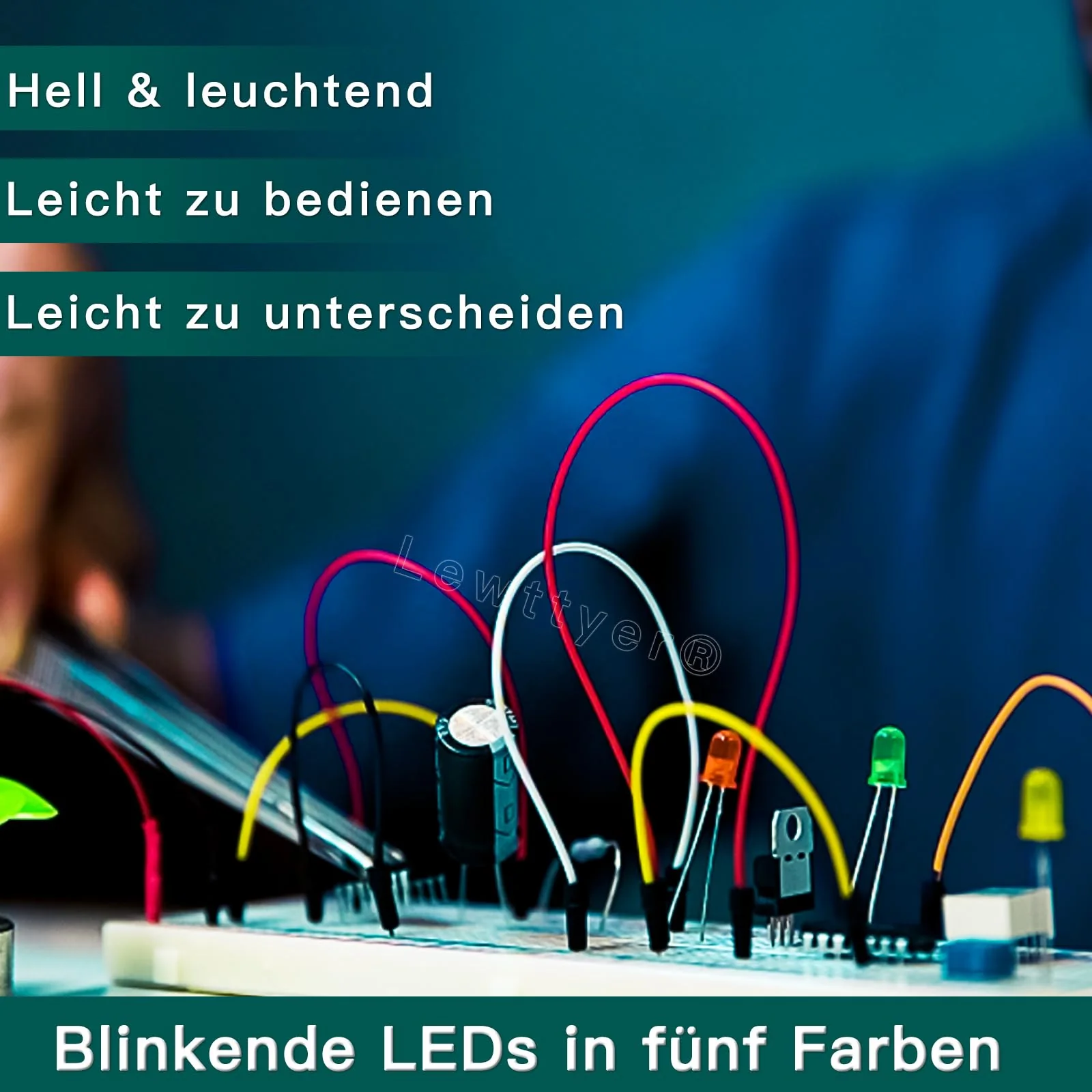 5 mm Flashing LED Lights for Models Mini LED Bulbs Flashing Micro Lights LEDs Assortment Kit Red, Yellow, Green, Blue, White (40 Pieces per Colour, Total 200 Pieces) - Image 5
