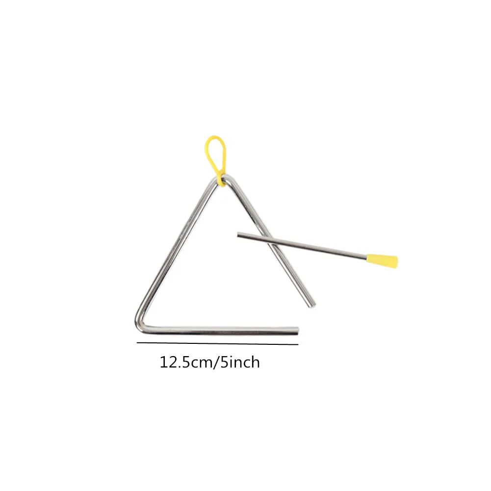 5" Musical Steel Triangle with Striker, 6" Hand Percussion Music Triangles Instrument 5 Inch 6 Inch for Music Learning Practicing Enlightenment (2 Pack) - Image 2