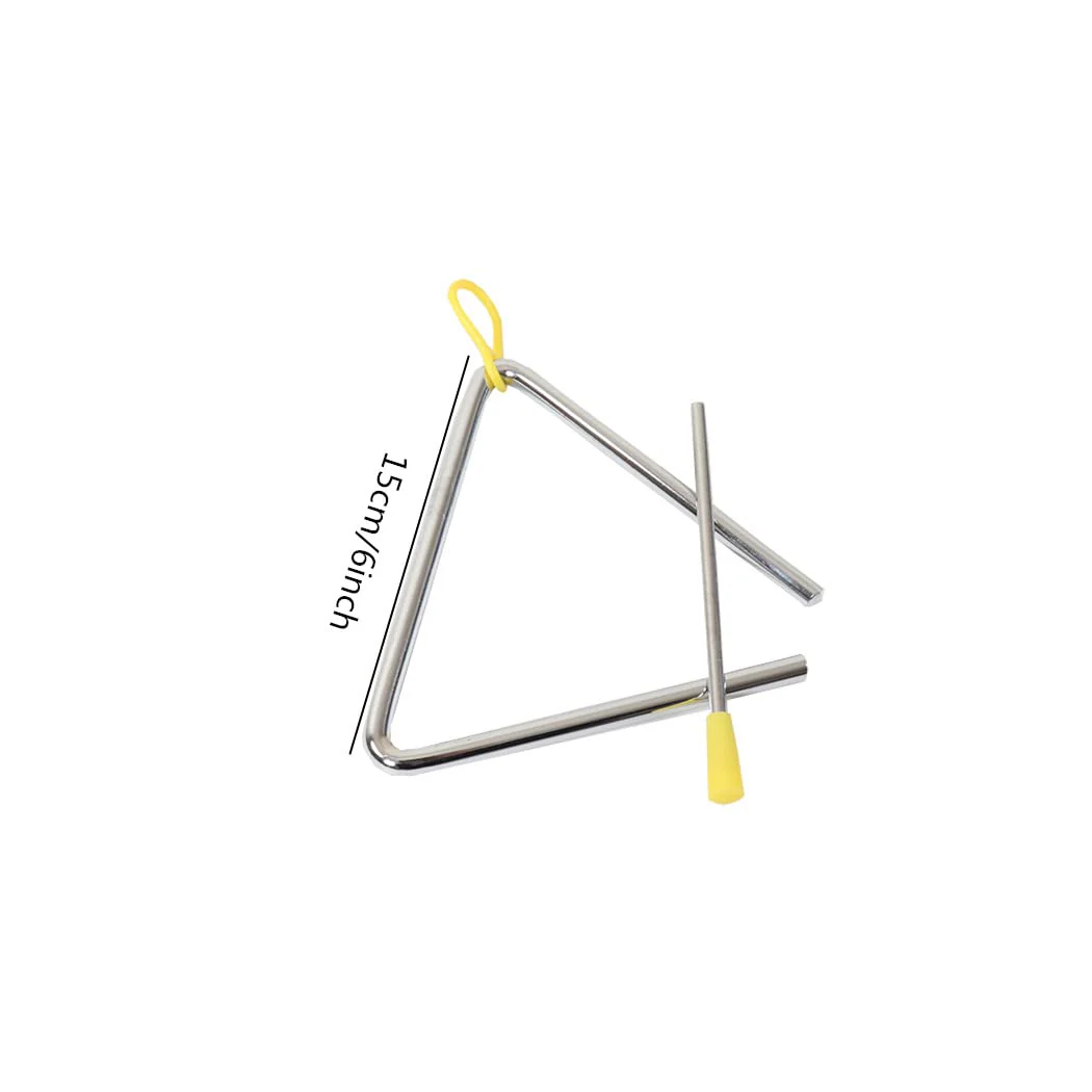 5" Musical Steel Triangle with Striker, 6" Hand Percussion Music Triangles Instrument 5 Inch 6 Inch for Music Learning Practicing Enlightenment (2 Pack) - Image 3