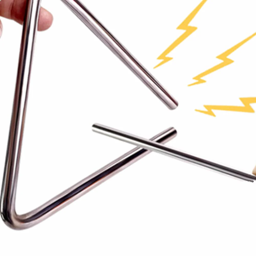 5" Musical Steel Triangle with Striker, 6" Hand Percussion Music Triangles Instrument 5 Inch 6 Inch for Music Learning Practicing Enlightenment (2 Pack) - Image 4
