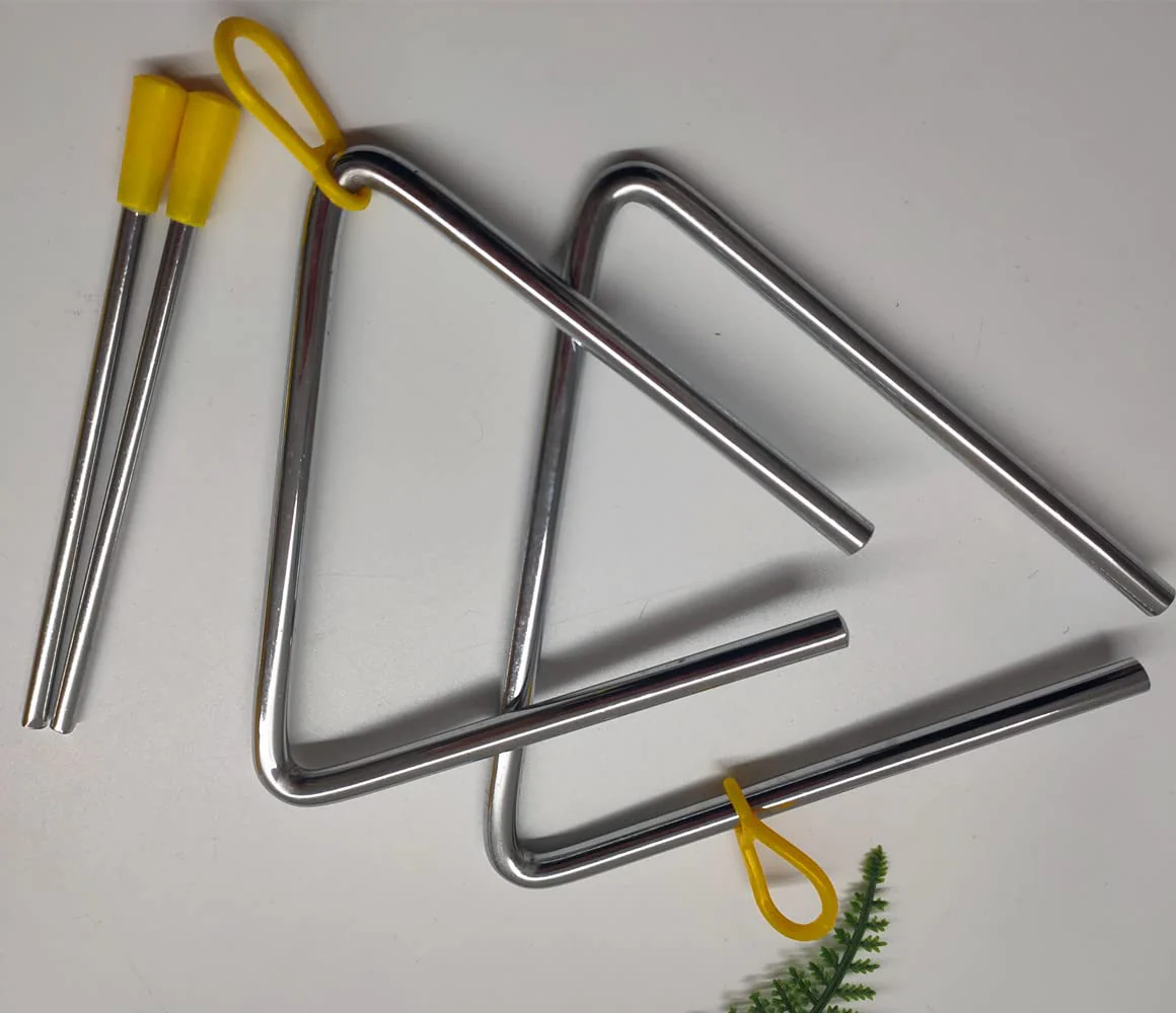 5" Musical Steel Triangle with Striker, 6" Hand Percussion Music Triangles Instrument 5 Inch 6 Inch for Music Learning Practicing Enlightenment (2 Pack) - Image 7