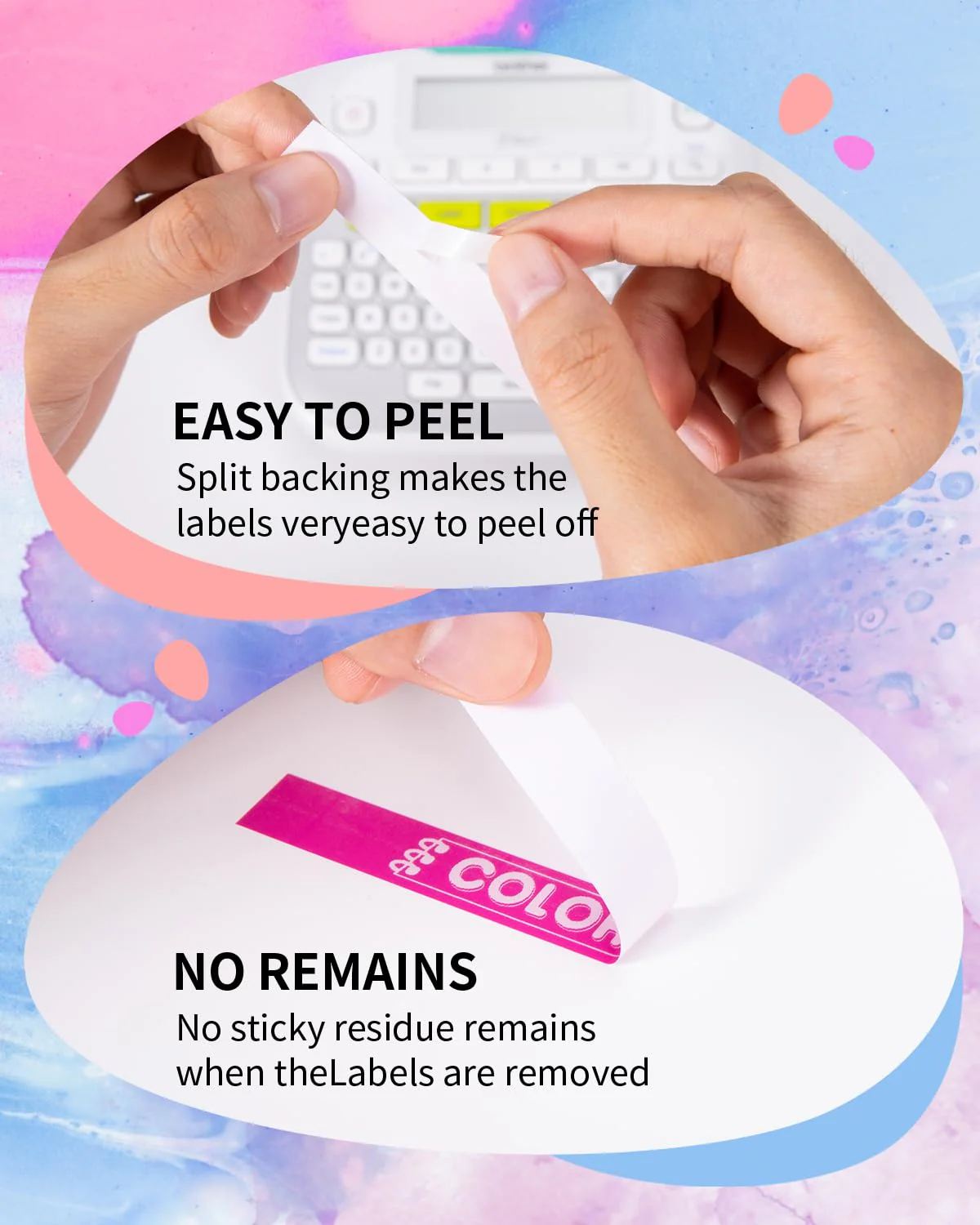 5-Pack Compatible Brother P-Touch Label Tape TZe TZ Tape 12mm 0.47 Laminated Label Maker Tape, for Brother Ptouch PT-D210 PT-H110 PT-D220 PTD610BT D400 D600, White/Berry Pink/Purple/Pink/Blue White / Berry Pink / Pastel Purple / Pastel Pink / Pastel Blue - Image 4