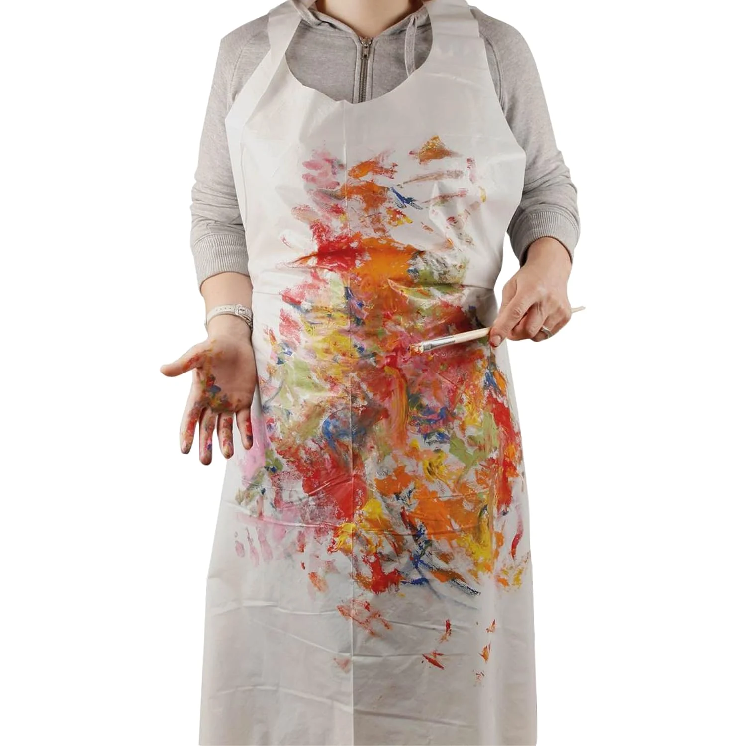 5 Pack Disposable Aprons for Adults and Teens Waterproof Transparent Plastic for Cooking, Serving, Painting, Hairdressing, Kitchen, Hospital, Work Coat, Food