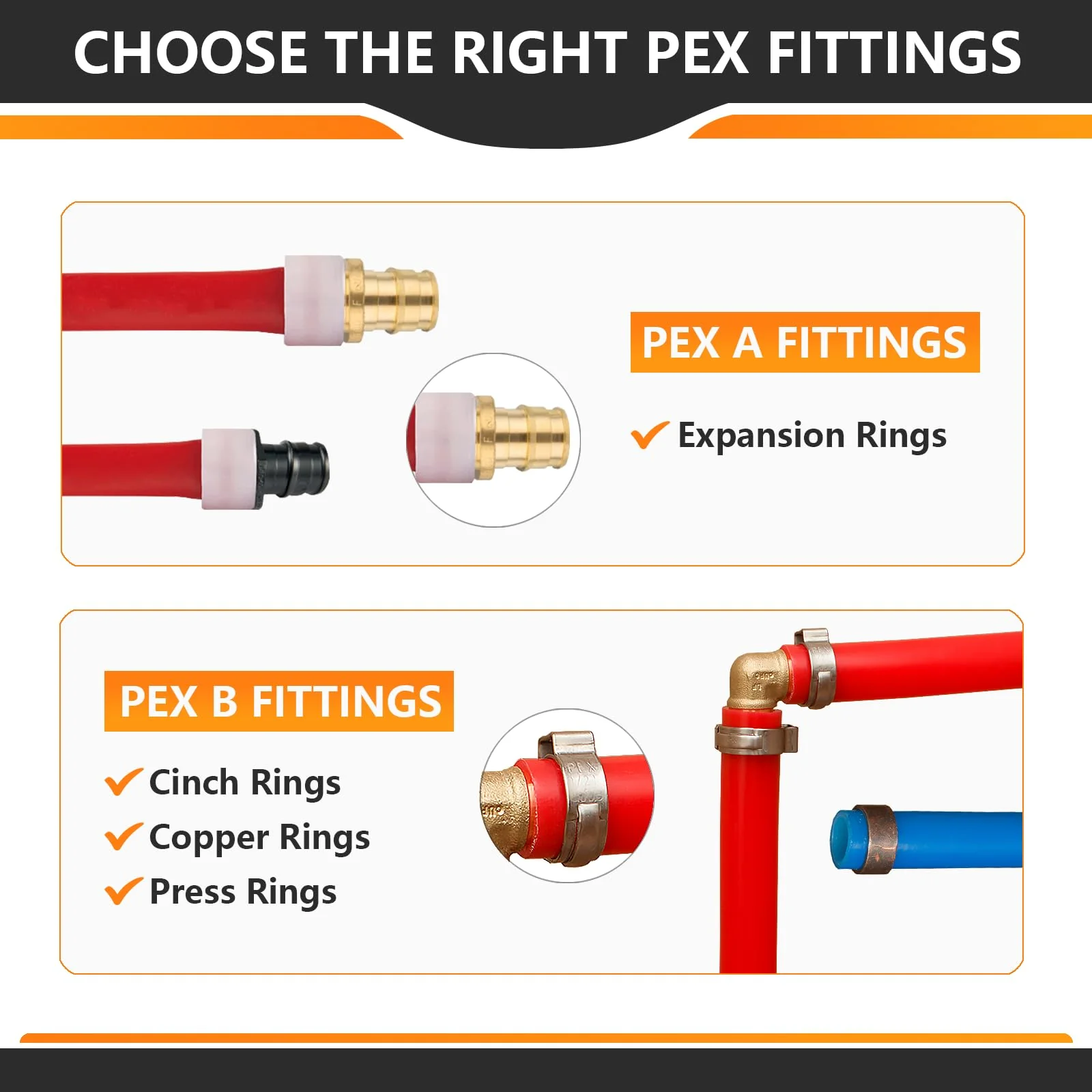 5-Pack HeSun PEX A Expansion Fitting, 3/4 Inch Male Thread Adapter,3/4" Male NPT x 3/4" Pex Expansion Adapter,ASTM F1960(PEX1960018-5) 3/4 Inch,5 Pack Male Adapter - Image 6