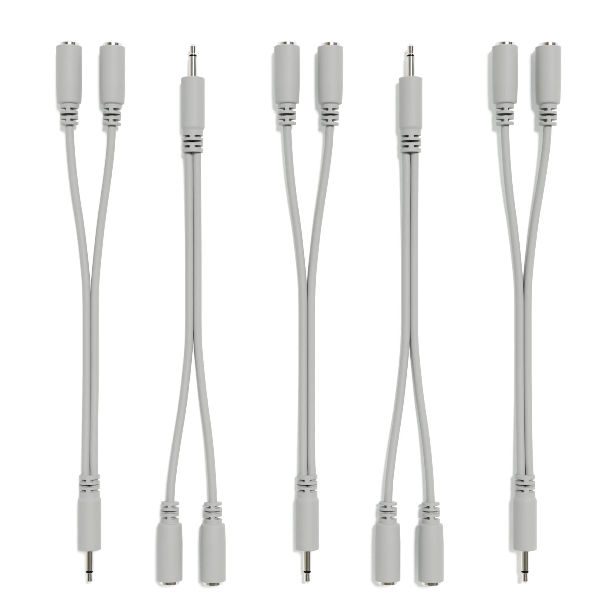 5-Pack - Mono Splitter Y Patch Cables - TS 3.5mm 1/8" Eurorack Synth Synthesizer [Grey] Grey - Image 3