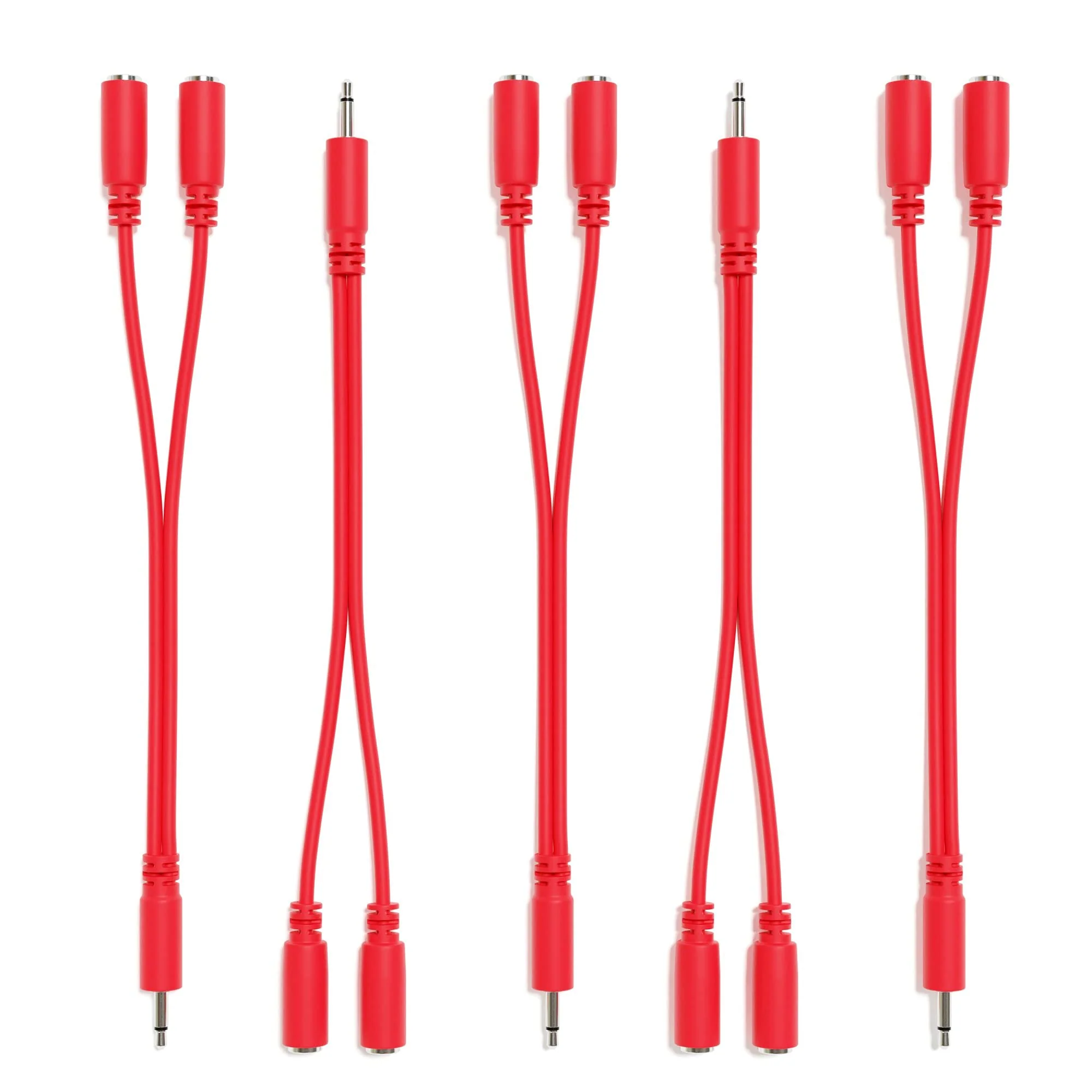 5-Pack - Mono Splitter Y Patch Cables - TS 3.5mm 1/8" Eurorack Synth Synthesizer [Red] Red - Image 3