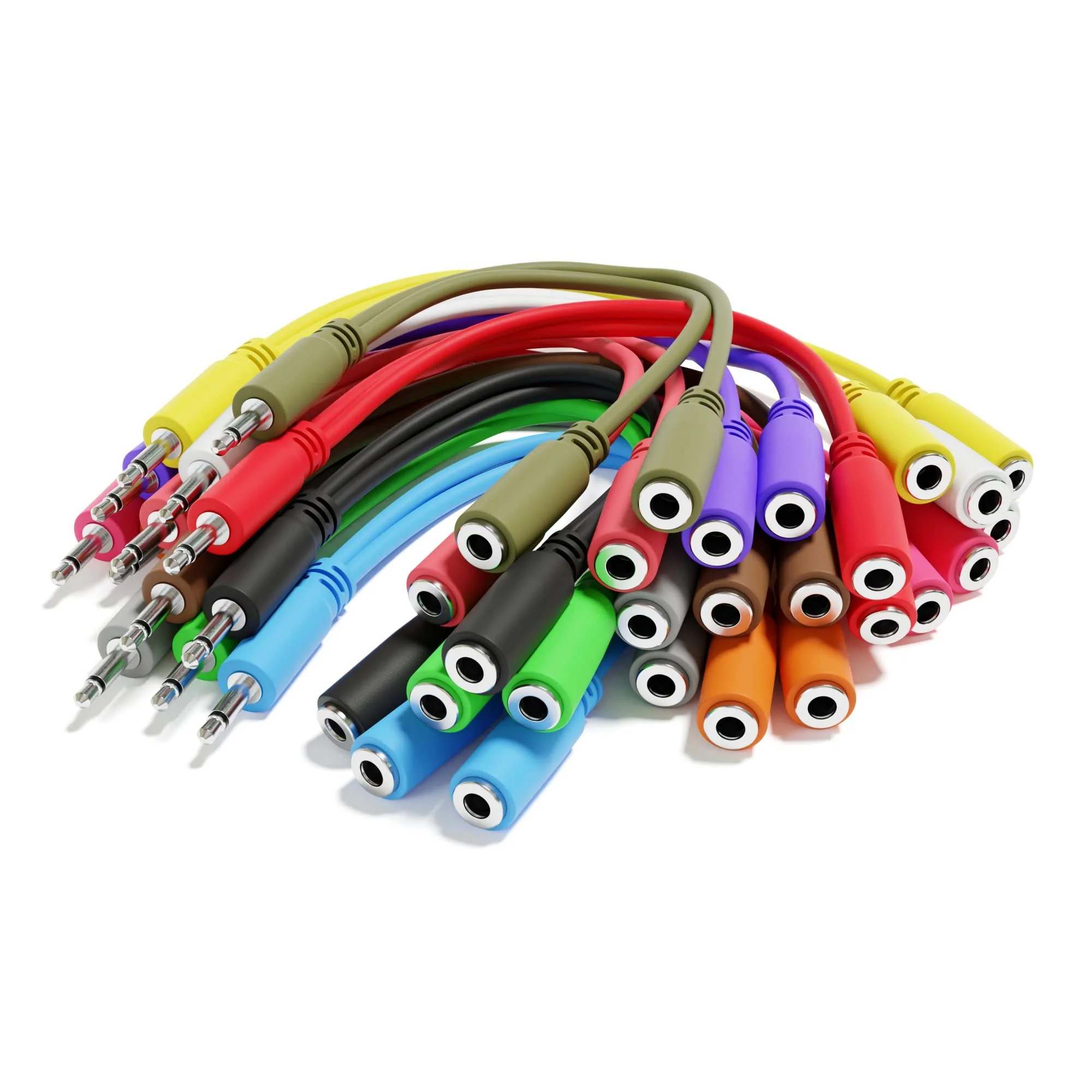 5-Pack - Mono Splitter Y Patch Cables - TS 3.5mm 1/8" Eurorack Synth Synthesizer [Red] Red - Image 6