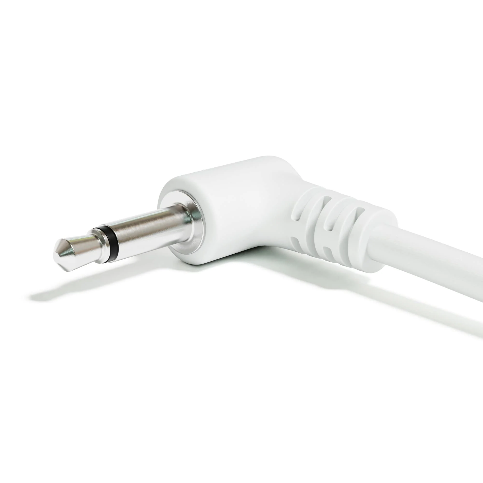 5-Pack - Right Angle Mono Modular Patch Cables - 3.5mm 1/8" Eurorack Synthesizer [White | 150 cm - 59.06"] 150 cm - 59.06" White - Image 3