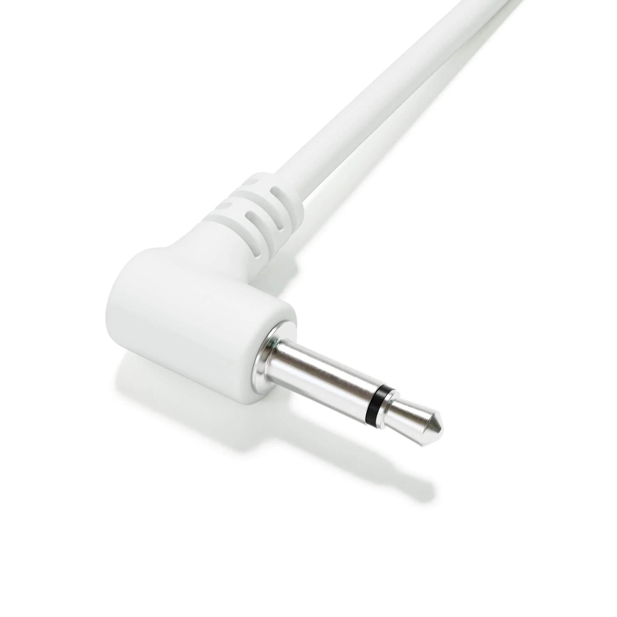 5-Pack - Right Angle Mono Modular Patch Cables - 3.5mm 1/8" Eurorack Synthesizer [White | 150 cm - 59.06"] 150 cm - 59.06" White - Image 4