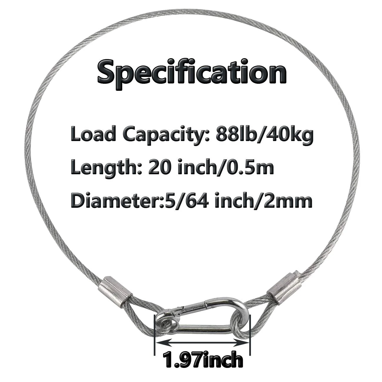 5 Pack Stage Light Safety Cable Stainless Steel Security Wire for Lighting, Luggage, Garage Goor, Camera Silver 5/64in * 20in - Image 2