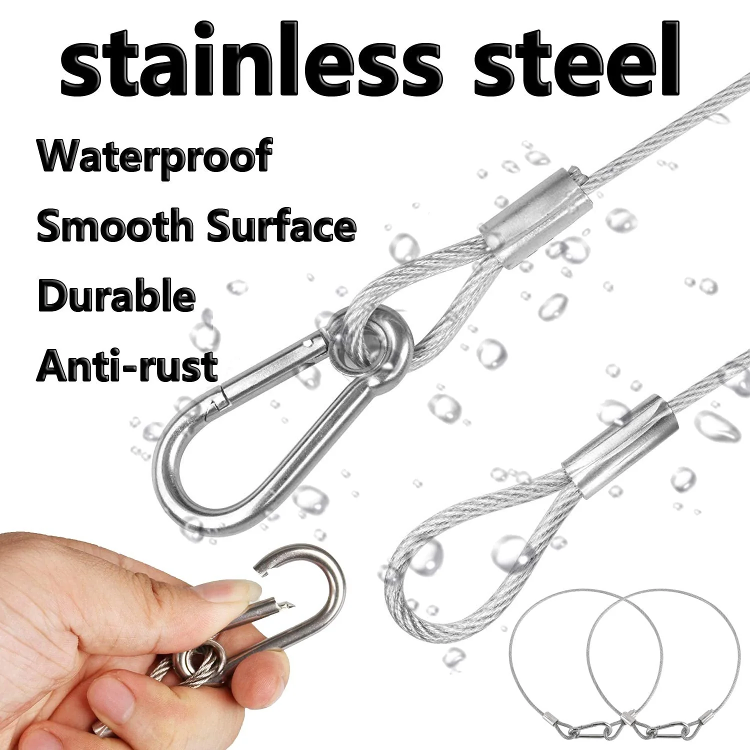 5 Pack Stage Light Safety Cable Stainless Steel Security Wire for Lighting, Luggage, Garage Goor, Camera Silver 5/64in * 20in - Image 4