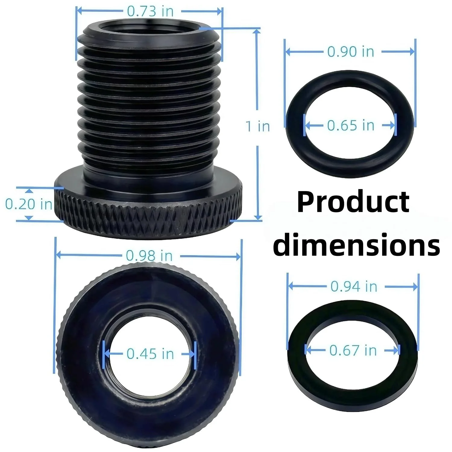 5 Pack Thread Adapters and 10 PCS Washers, 1/2 * 28-3/4 * 16, Black Durable black-4 - Image 2
