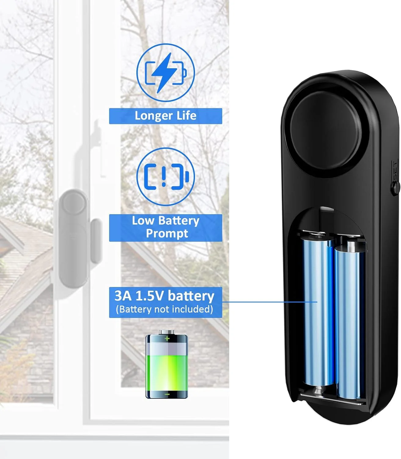 5-Pack Window Alarms for Home Security, 120dB Door and Window Open Sensor Chime for Kid Safety, Pool Safety, Sliding Door, DIY Protection, Easy Installation,Ideal for Home,Garage,Apartment,Black - Image 5