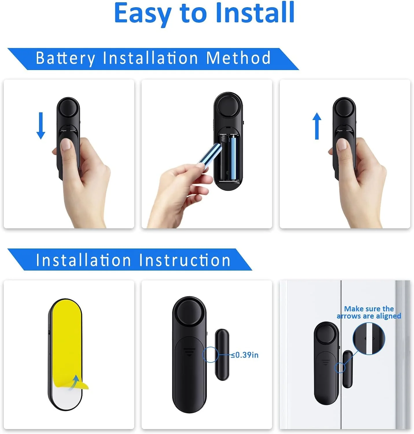 5-Pack Window Alarms for Home Security, 120dB Door and Window Open Sensor Chime for Kid Safety, Pool Safety, Sliding Door, DIY Protection, Easy Installation,Ideal for Home,Garage,Apartment,Black - Image 6