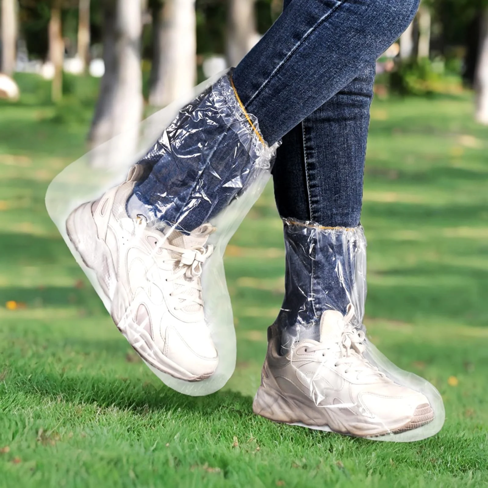 5 Pairs Waterproof Rain Shoe Covers with Elastic Band, Disposable Boot Covers for Men and Women, Transparent Overshoes Waterproof Non-Slip for Outdoor Camping - Image 5
