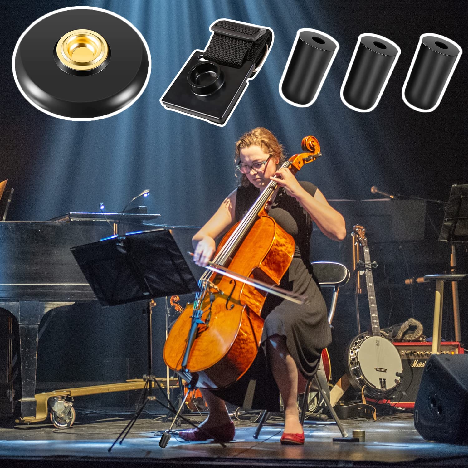 5 Pcs Cello Endpin Anchor Stopper Include Cello Adjustable Strap Rest Cello Endpin Non Slip Stand Holder 3 Pcs Rubber Tip Floor Protector for Cello Bass Performance Accessories - Image 7