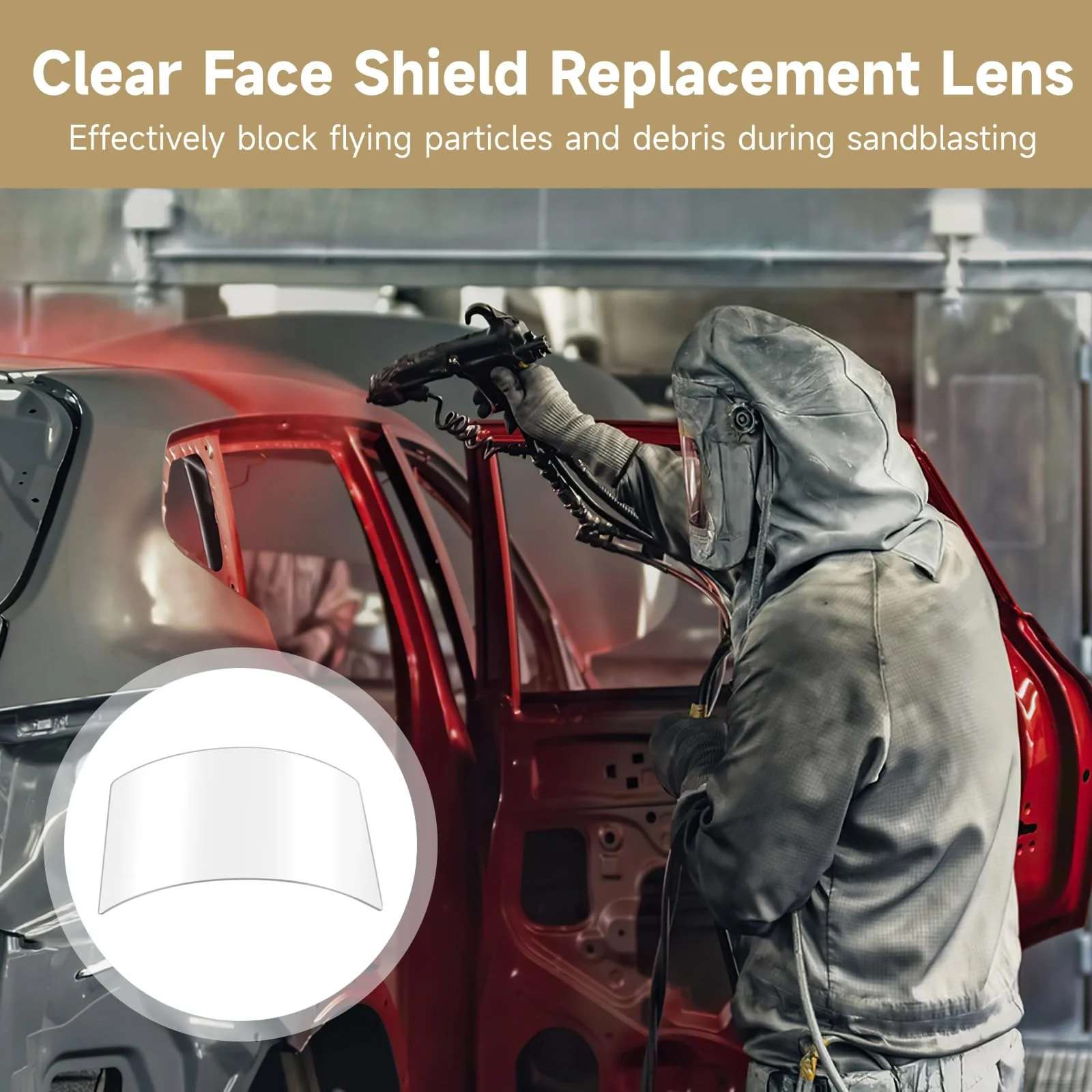 5 Pcs Clear Face Shield Replacement Lens, 5.7 x 8.5 x 0.08 in Sandblasting Hood Shield, Anti-Splash Grinding Lens, Lightweight Protective Gear for Spray Painting, Grinding, Dusting & Polishing Work - Image 2