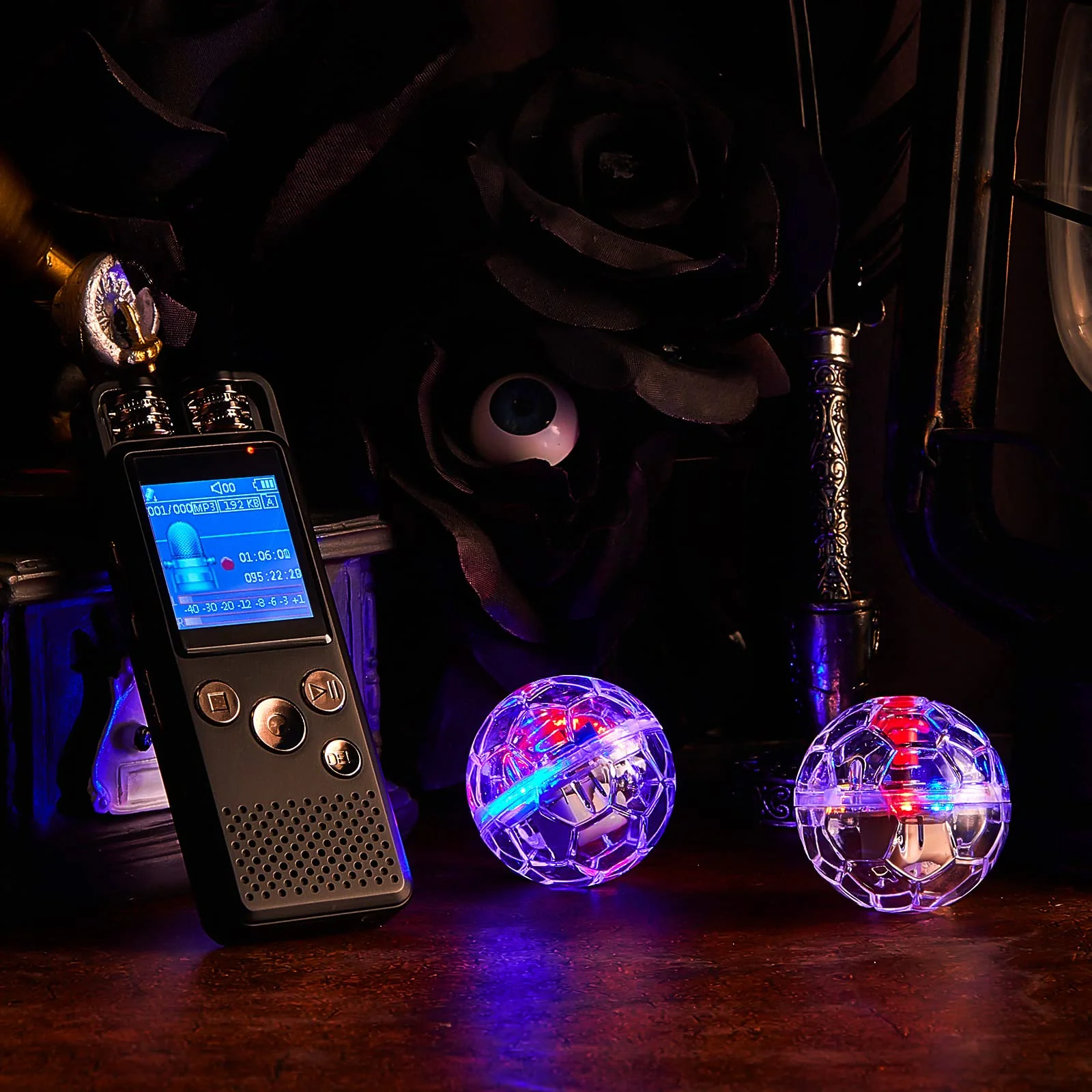 5 Pcs Ghost Hunting Kit includes Digital Voice Recorders with 4 LED Cat Balls Motion Activated Cat Ball Toy Voice Activated Recorder with Playback for Pet Cat Dog Animals (8 GB,Chic Style) - Image 6