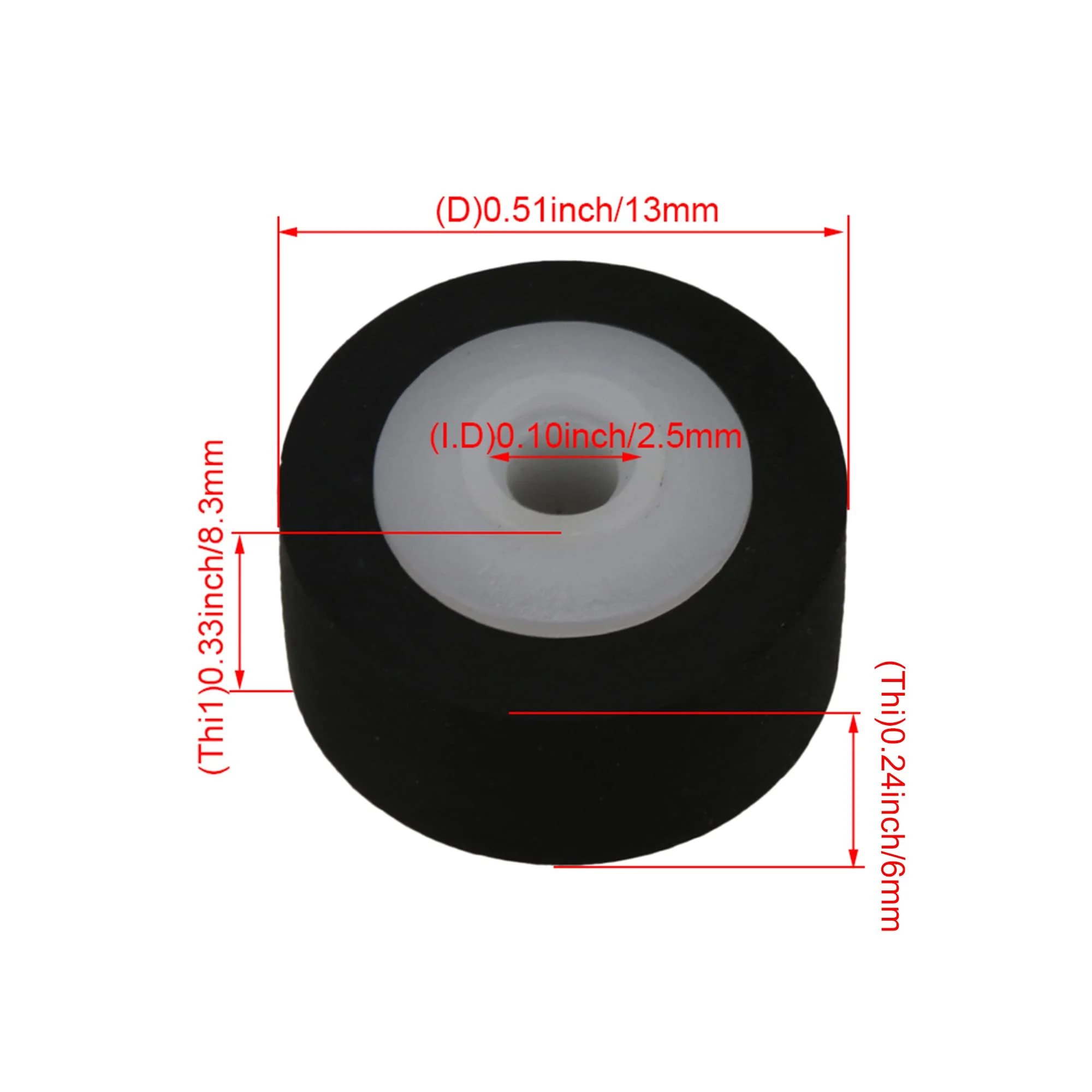 5 Pcs Inner Dia 0.1Inch Rubber Bearing Roller Guide Pulley Bearing Wheel Pinch Roller for Audio Radio Tape Recorder - Image 7