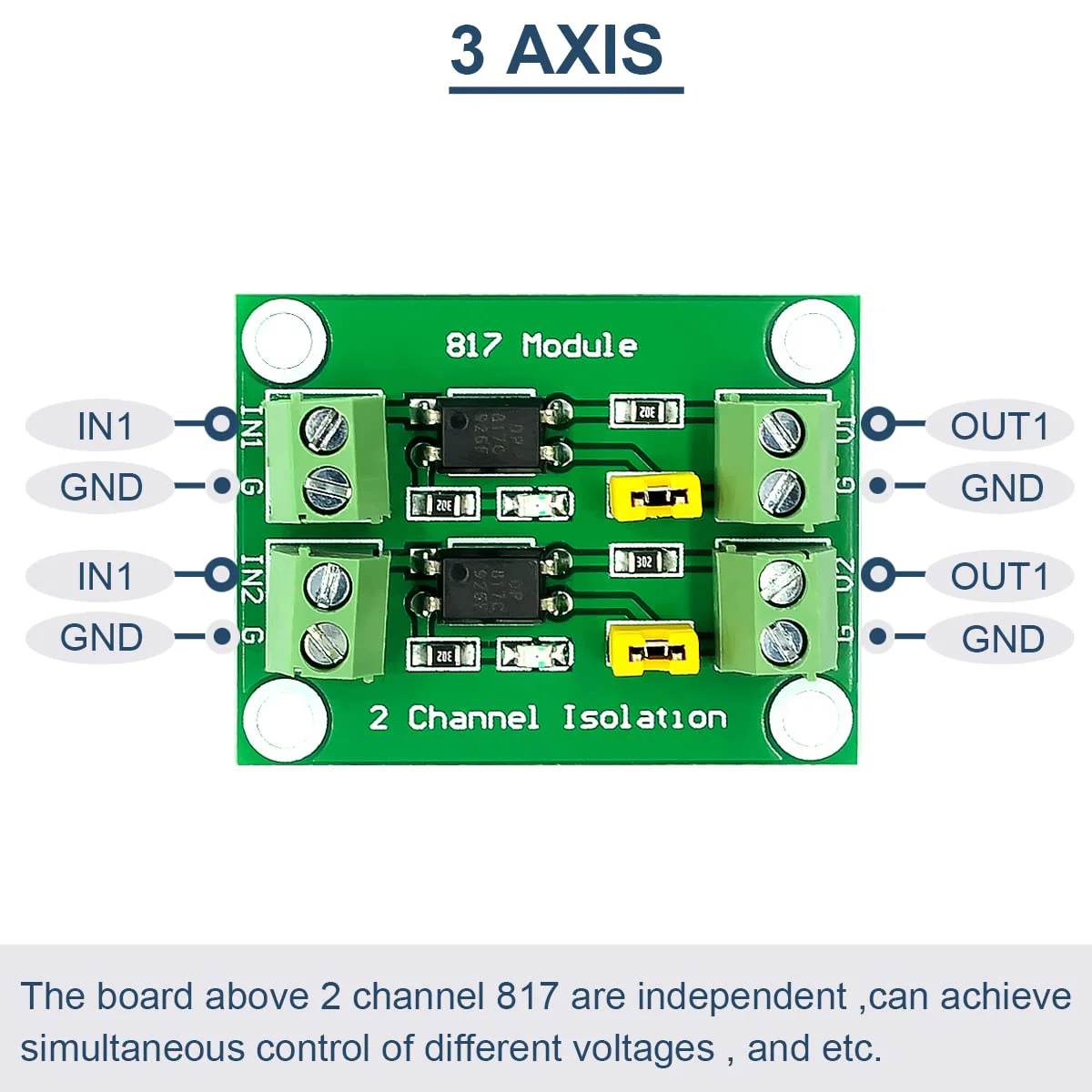 5 Pcs PC817 2 Channel Optocoupler Isolation Module 3.6-30V Voltage Converter Driver Photoelectric Isolated Board for Control Relay with 24AWG Wire - Image 4