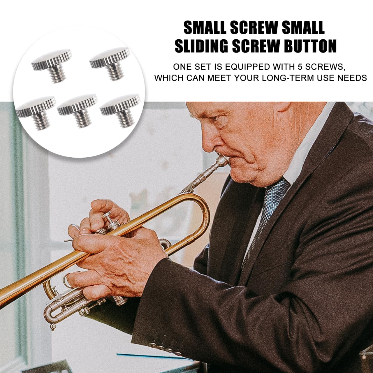 5 Pcs Trumpet Slide Finger Ring Screws, Metal Replacement Screws for Trumpet Piston Valve, Instrument Accessory for Repair and Maintenance - Image 9