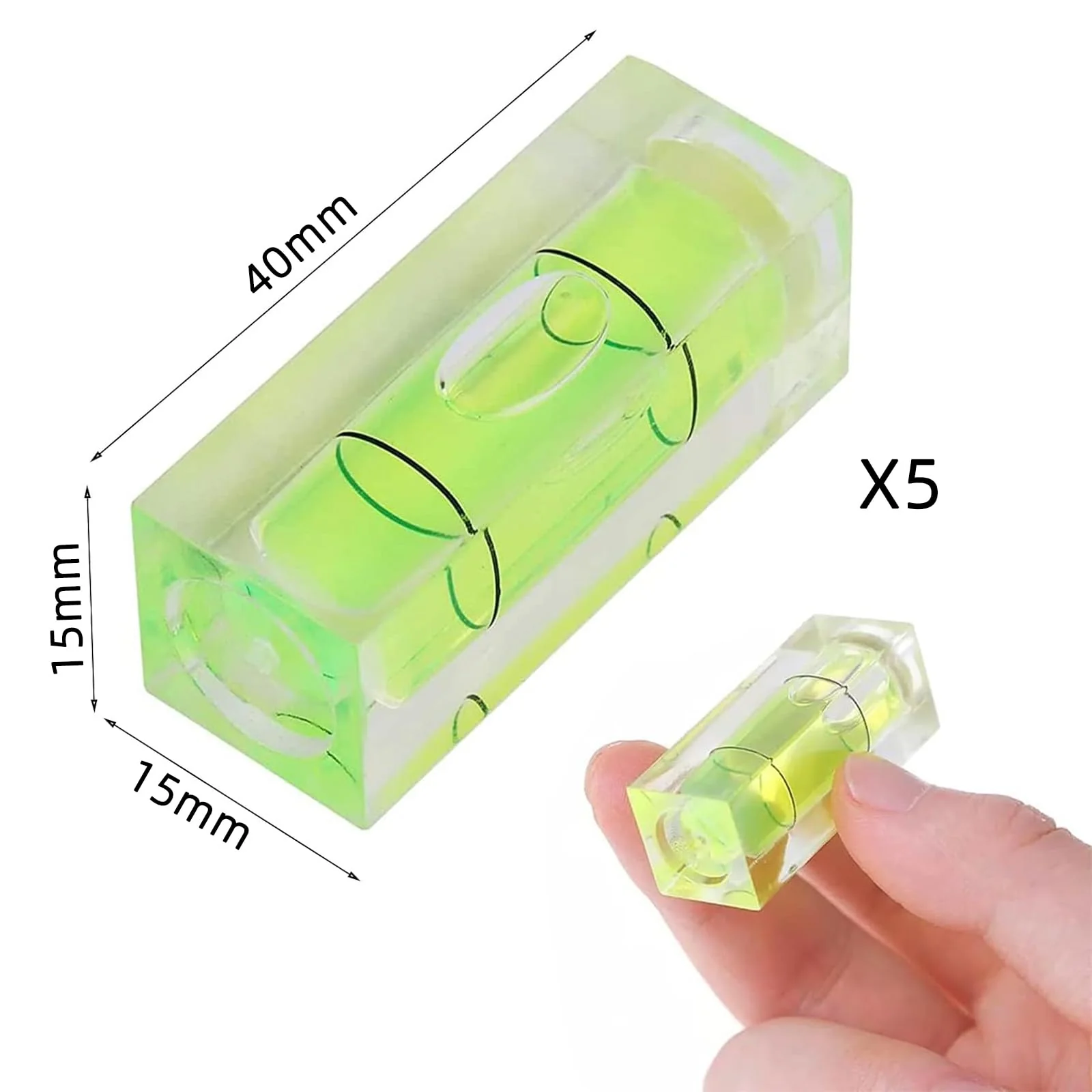 5 pieces mini spirit level, 15 x 15 x 40 mm precision bubble level, spirit level for camping, caravan, motorhome, camera equipment Style C-5PACK - Image 2