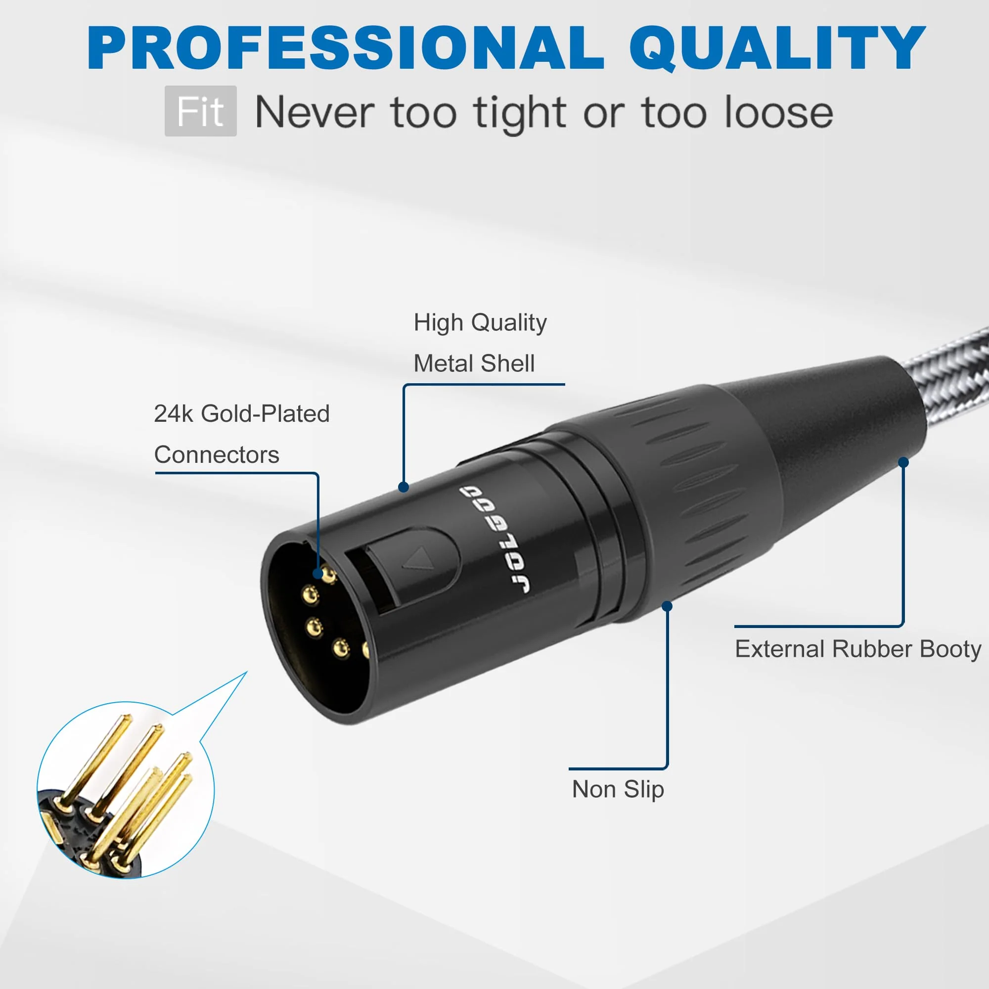 5 Pin to 3 Pin DMX Lighting Cable 12inch 2-Pack, 3 Pin XLR Female to 5 Pin XLR Male Adapter Cable, for Convert Between DMX and XLR Connector - Image 2