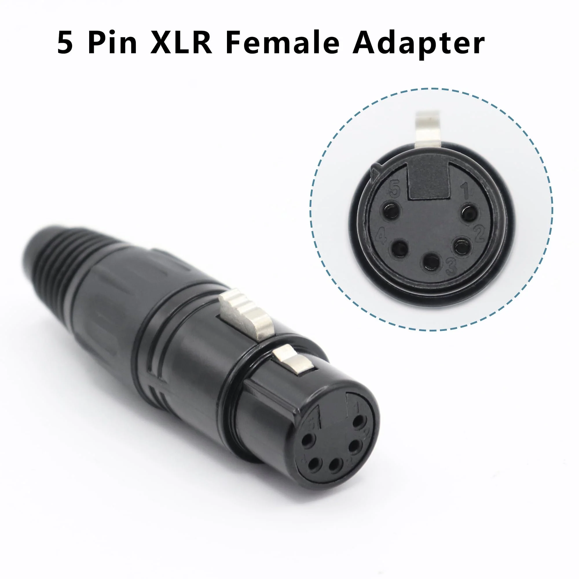 5-Pin XLR Cable Connector XLR 5 Pin Female Plug Connector Mic Cable Plug Connector Audio Adapter for Microphone, Black,5 PCS - Image 2