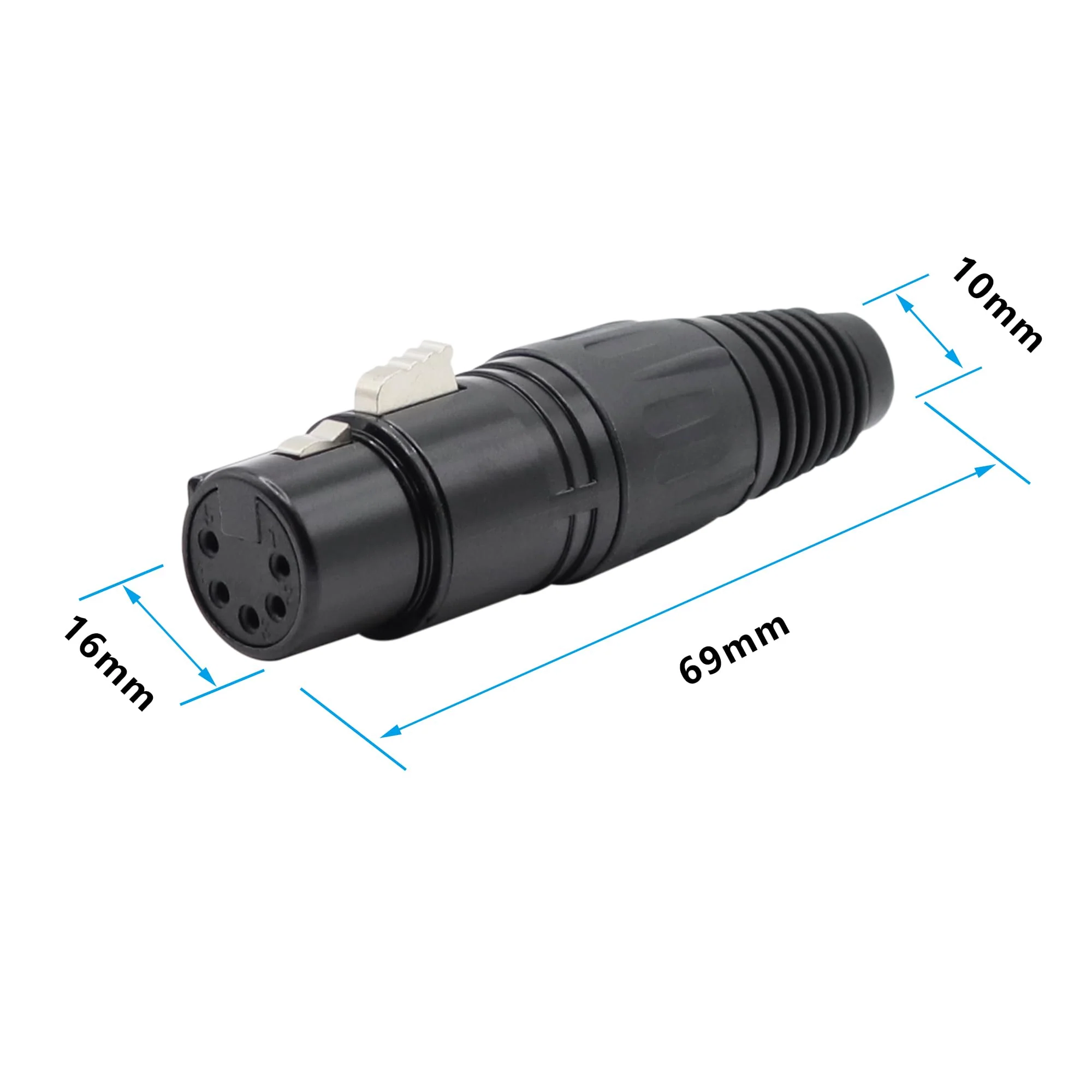 5-Pin XLR Cable Connector XLR 5 Pin Female Plug Connector Mic Cable Plug Connector Audio Adapter for Microphone, Black,5 PCS - Image 4