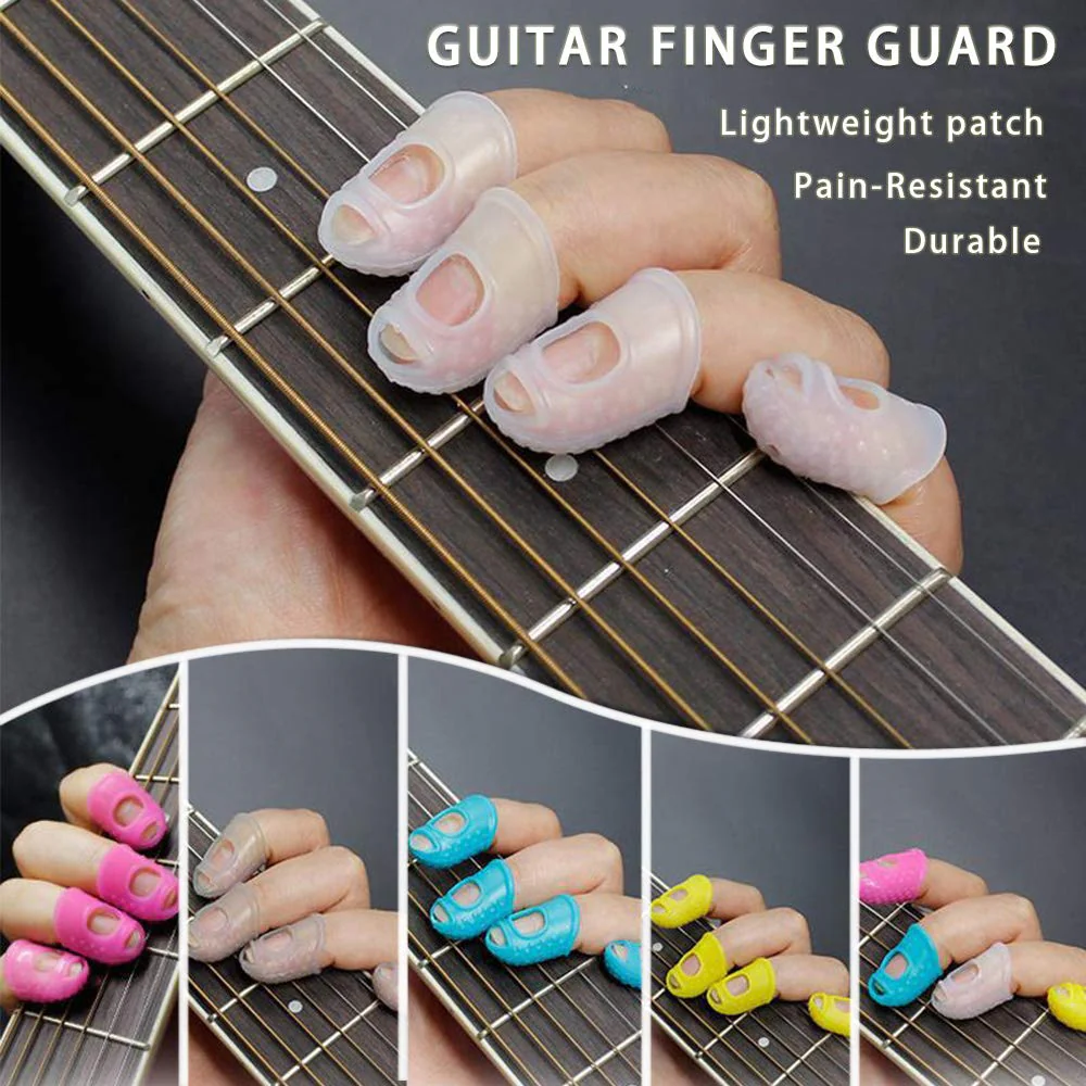 5 Sizes Guitar Fingertip Protector With Compact Box, Premium Silicone Guitar Finger Guards, Non-Slip Breathable Fingertip Protection Covers Caps for Guitar, Sewing, String Instruments (Grey) Grey - Image 2
