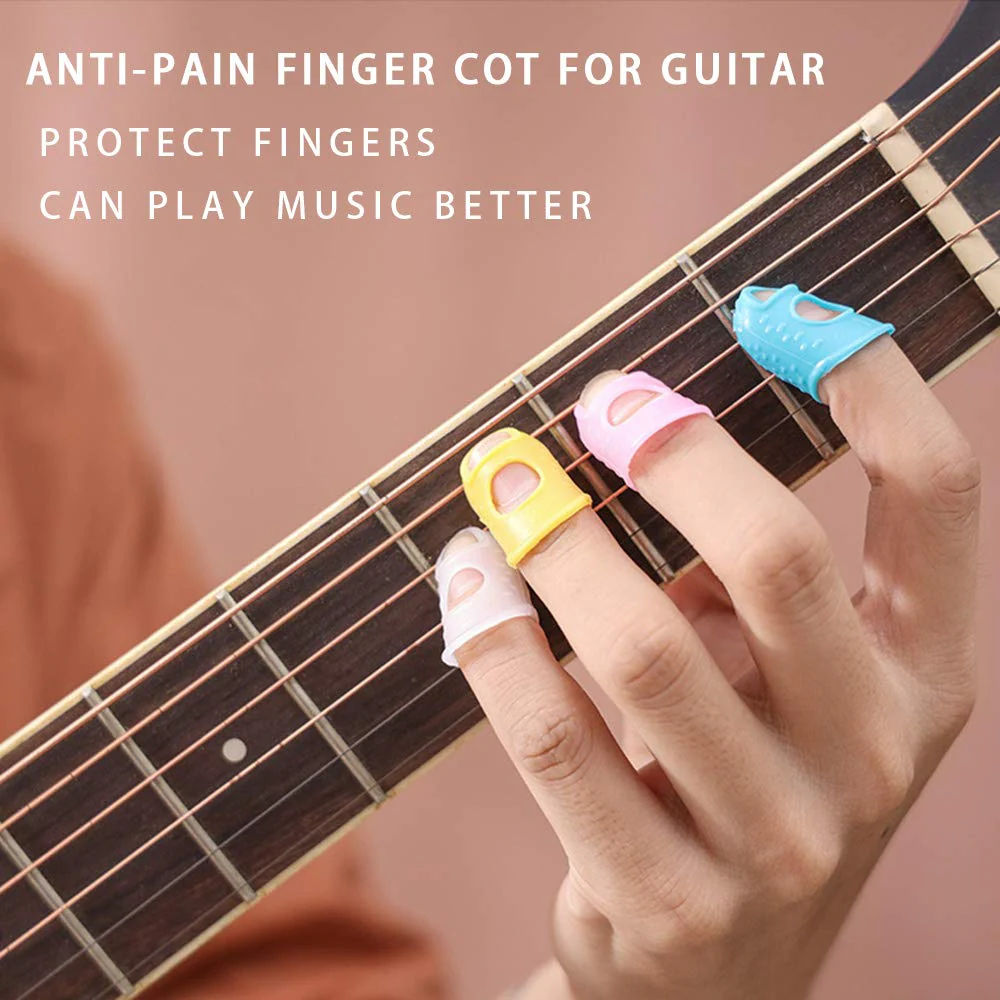 5 Sizes Guitar Fingertip Protector With Compact Box, Premium Silicone Guitar Finger Guards, Non-Slip Breathable Fingertip Protection Covers Caps for Guitar, Sewing, String Instruments (Grey) Grey - Image 5