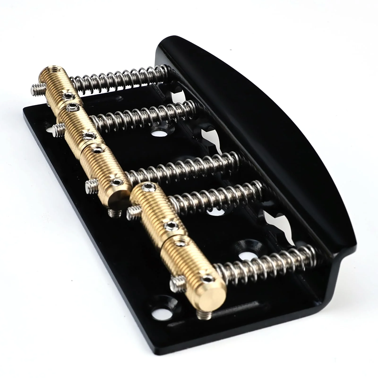 5 String Electric Bass Guitar Bridge Brass Saddles Stainless Steel Plate 19mm(3/4") Fixed Hardtail Bridge Compatible with Vintage style Jazz Precision Bass Bridge Replacement Parts Black 5 String - Image 2