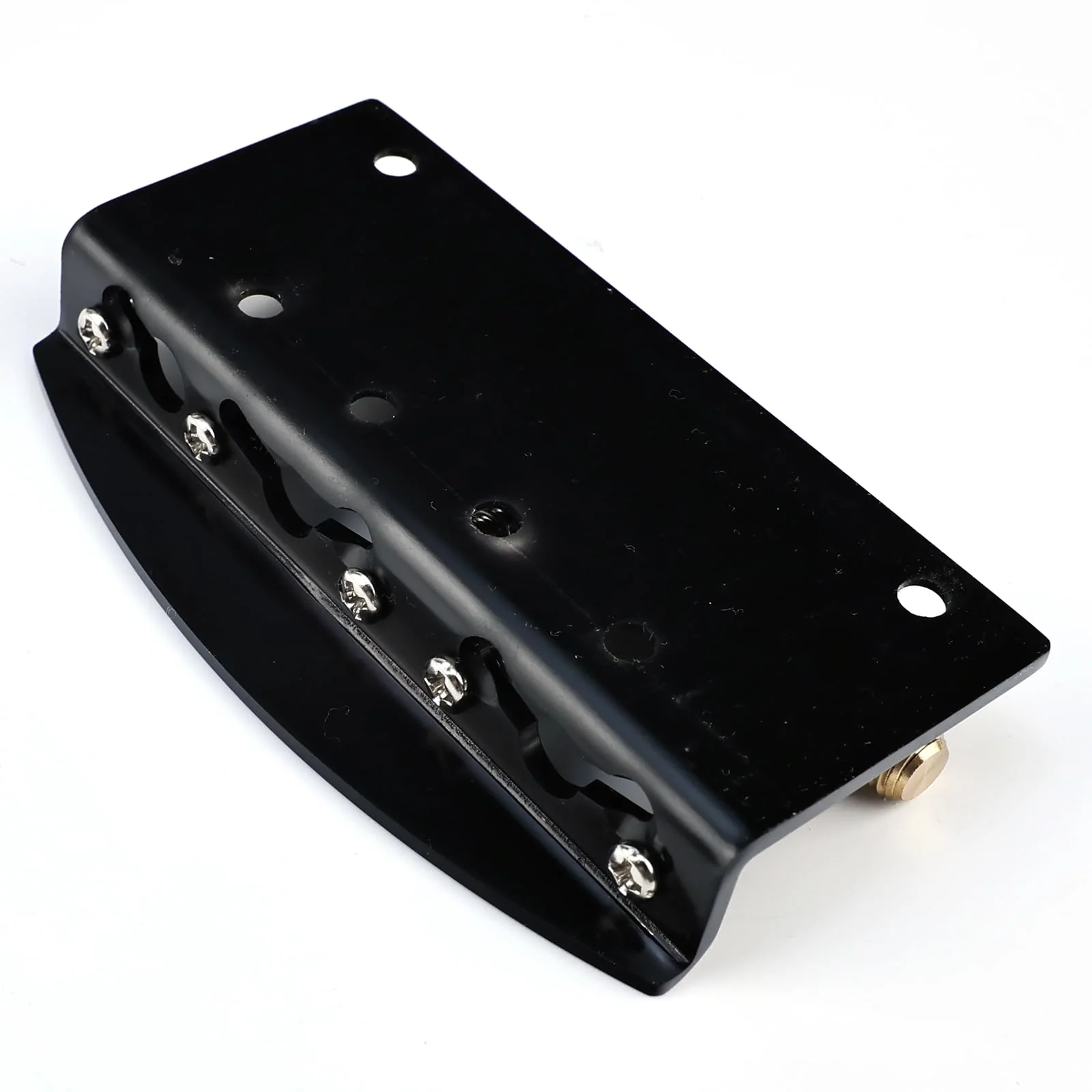 5 String Electric Bass Guitar Bridge Brass Saddles Stainless Steel Plate 19mm(3/4") Fixed Hardtail Bridge Compatible with Vintage style Jazz Precision Bass Bridge Replacement Parts Black 5 String - Image 3