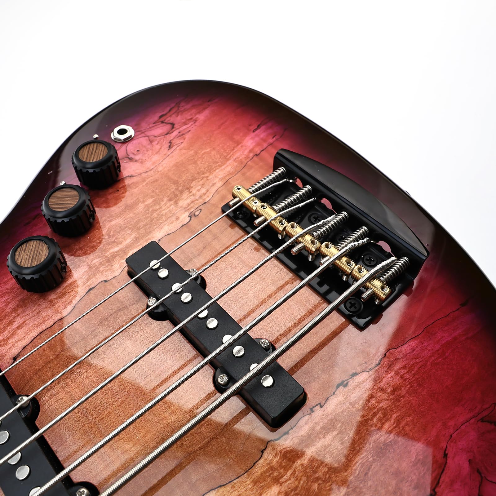 5 String Electric Bass Guitar Bridge Brass Saddles Stainless Steel Plate 19mm(3/4") Fixed Hardtail Bridge Compatible with Vintage style Jazz Precision Bass Bridge Replacement Parts Black 5 String - Image 5