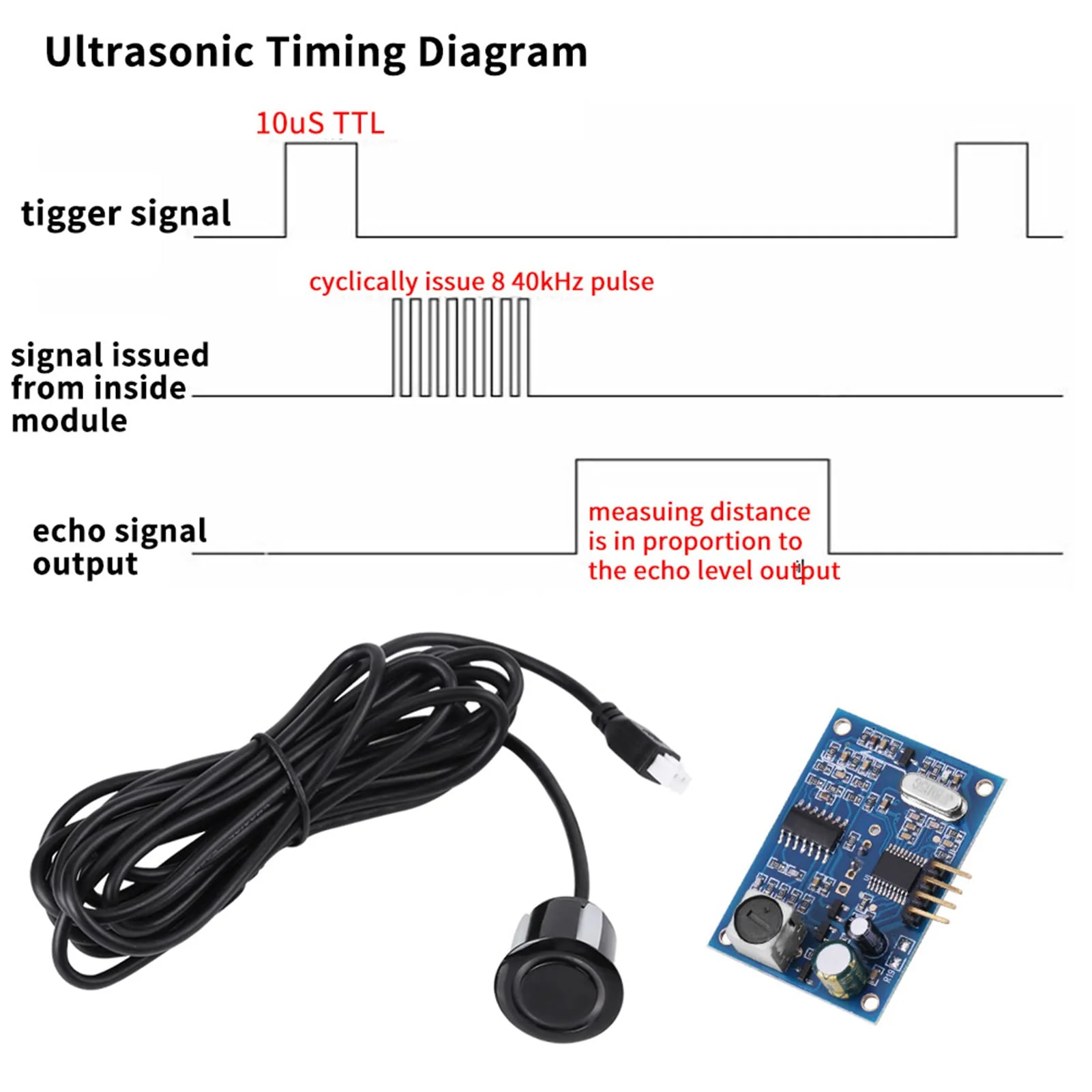 5 V Ultrasonic Wave Distance Measuring Board Distance Module with Waterproof Sensor for Horizontal Distance Measurement - Image 3