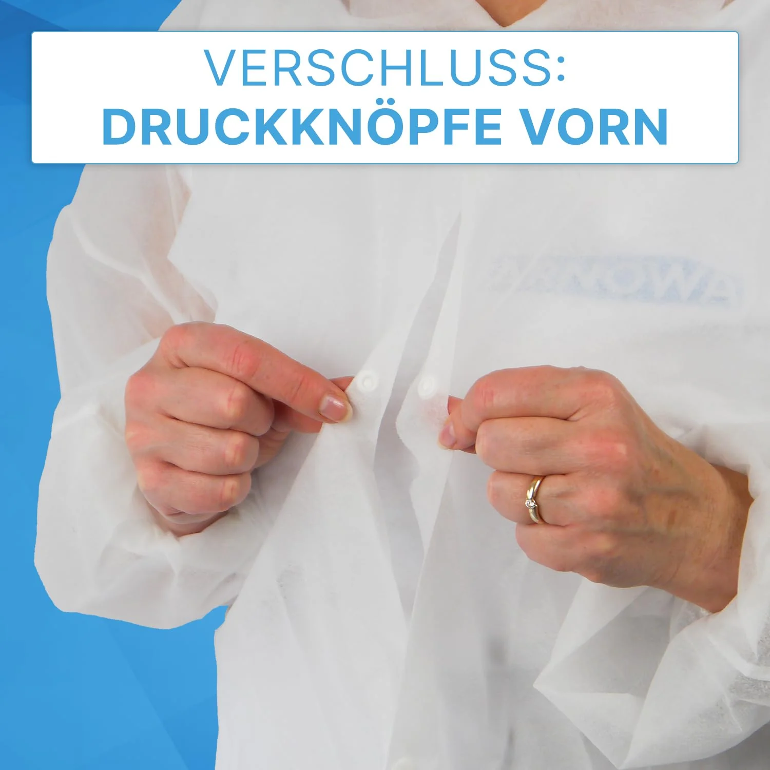 5 x Arnomed PP Disposable Protective Gown, Size XXL, White Disposable Protective Coat, Fleece Coat, Protective Gown with Press Studs, Disposable Coat, Plastic Painter's Suit, Surgical Gown Food Safe 5 - Image 4