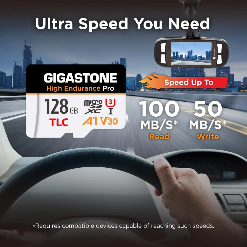 【5 Yrs Free Data Recovery】【Dash Cam】 GIGASTONE 128GB Micro SD Card, TLC High Endurance Pro, Speed Up to 100MB/s, Compatible with REDTIGER Rove VIOFO VANTRUE PRUVEEO ARIFAYZ, MicroSDXC UHS-I A1 V30 U3 128GB High Endurance Pro 1-Pack - Image 2