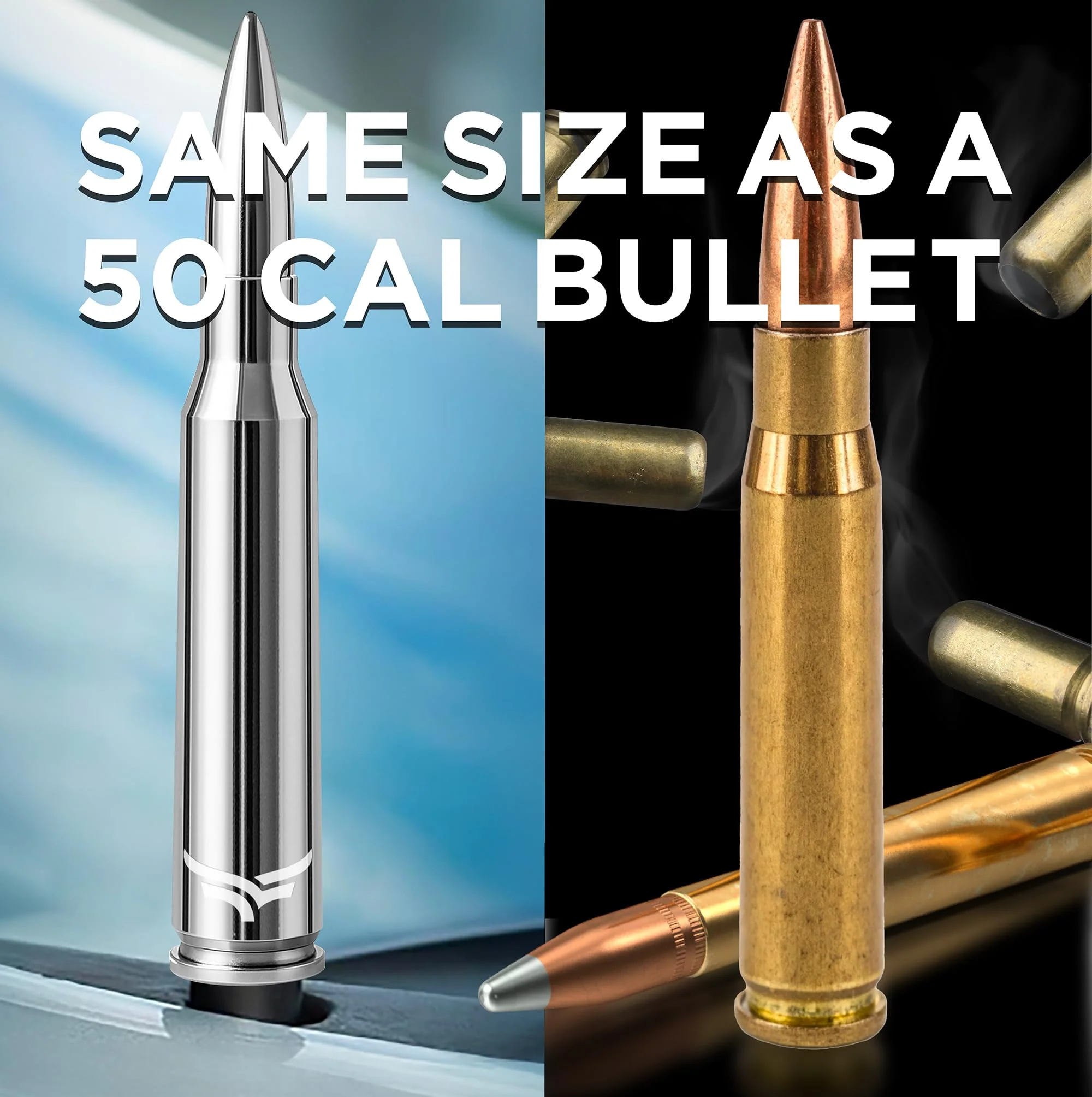 50 Cal Badass Bullet Antenna® Fits Chevy Silverado & GMC Sierra Truck Accessories — Short Replacement Antenna for Trucks — Chevy Silverado 1500 Accessories — Ditch The Whip & Upgrade Your Truck Silver/Chrome - Image 5