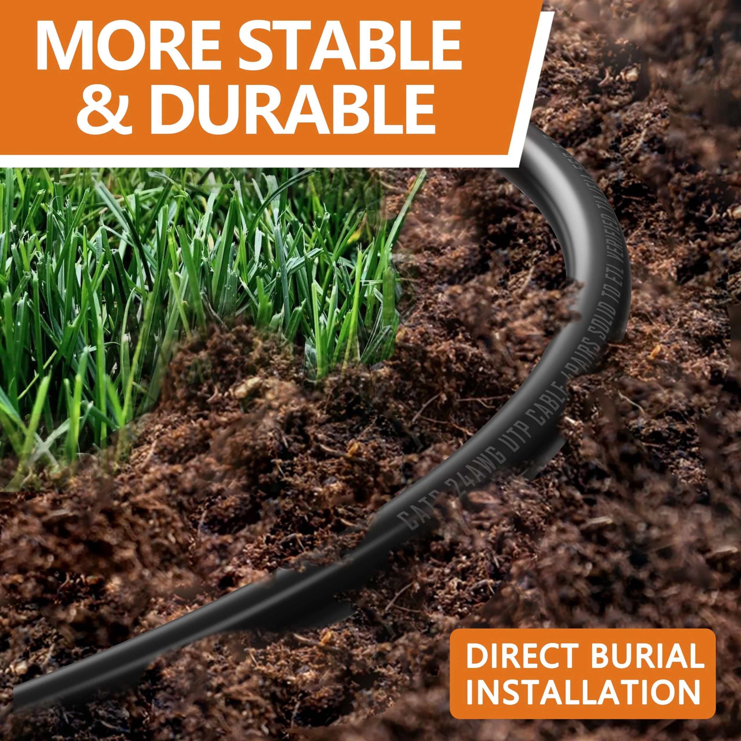 50 Ft Ethernet Cable for Cat5E/Cat6, 10Gbps 24AWG Cat6 Network Cable, Direct Burial Cable, UTP, LLDPE, RJ45 Patch LAN Cord, Waterproof, Indoor&Outdoor, Cat 5E Internet Cable in Black for PC 50Ft - Image 2